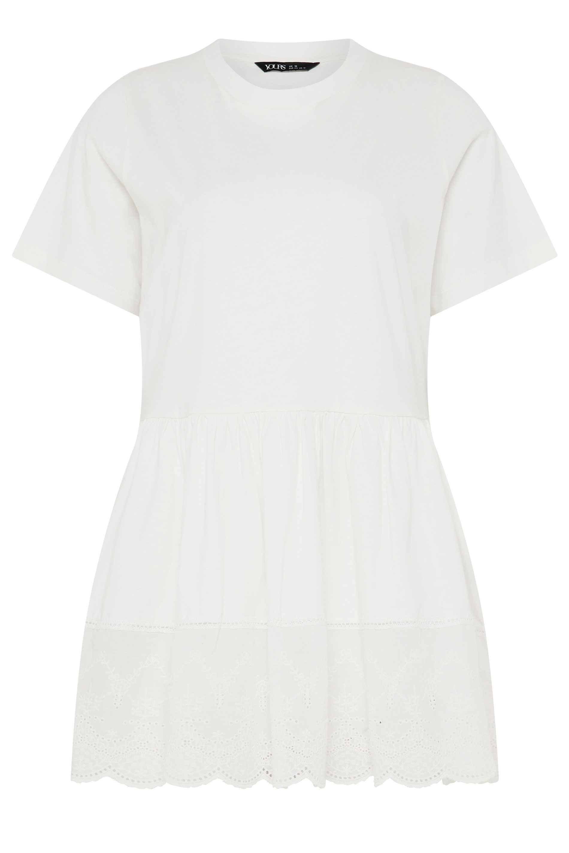 YOURS Plus Size White Tiered Peplum Top | Yours Clothing 5