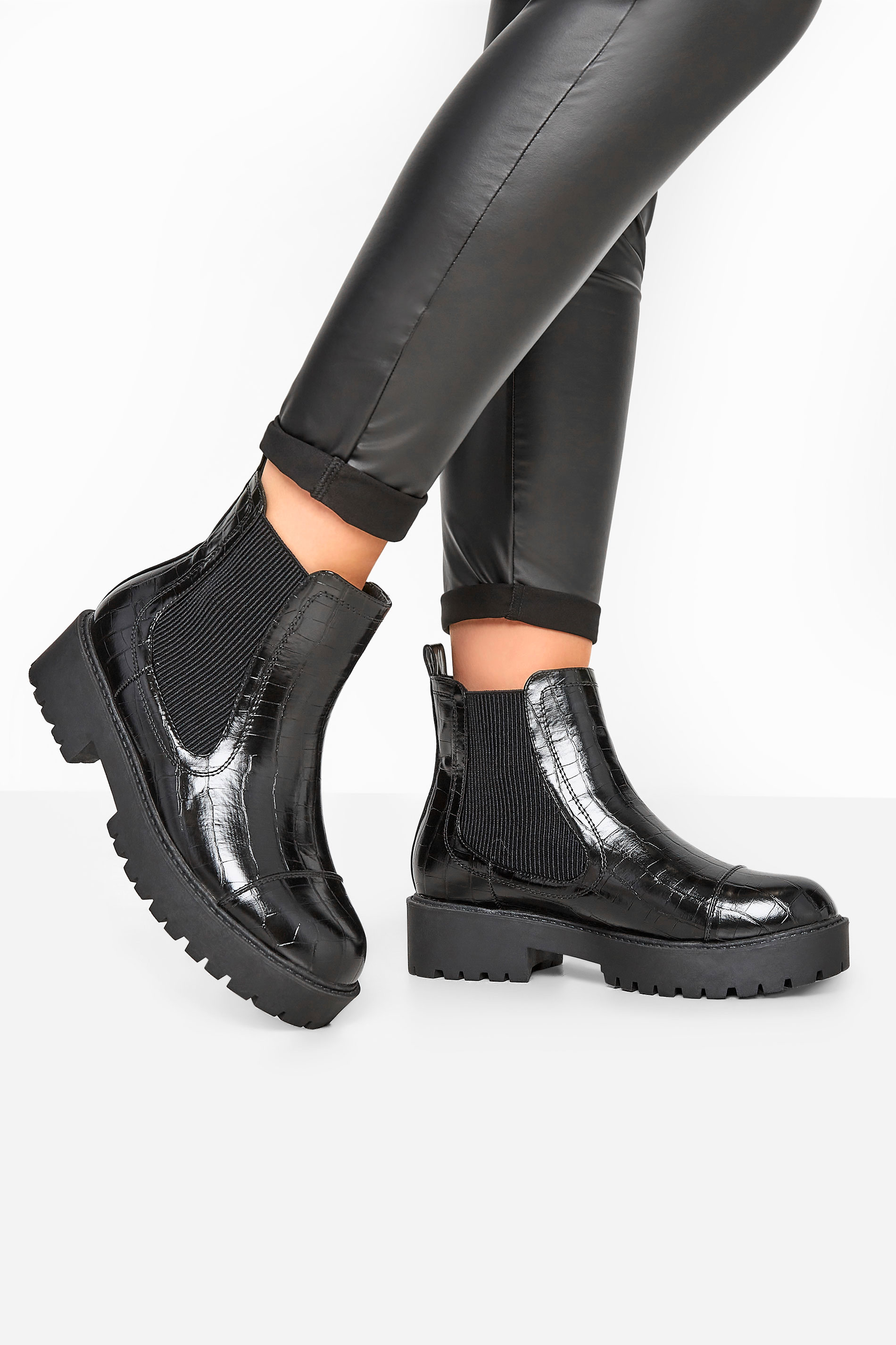 patent croc chelsea boots