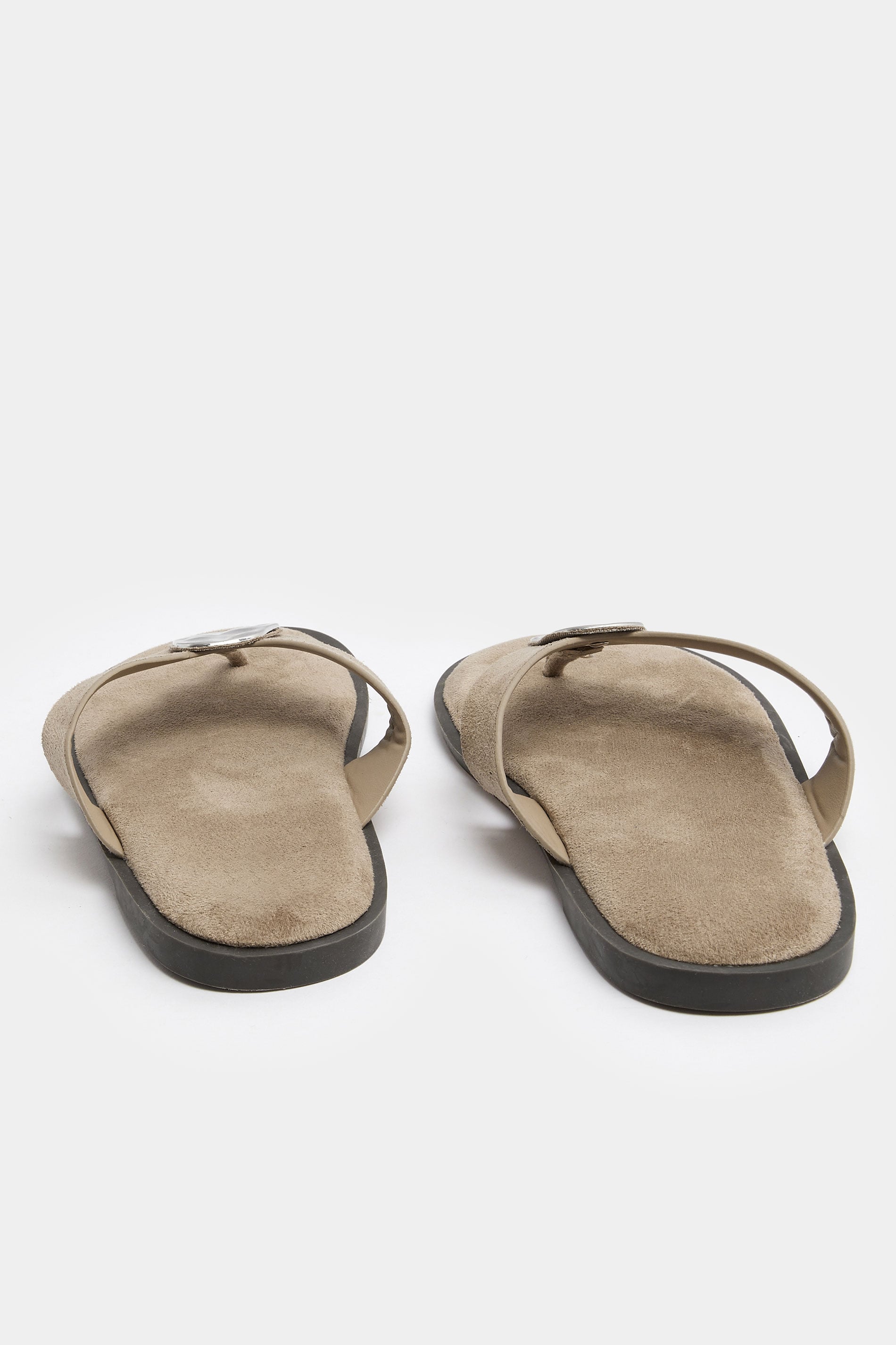 Natural Brown Hammered Disk Sandals In Extra Wide EEE Fit | Yours Clothing 4