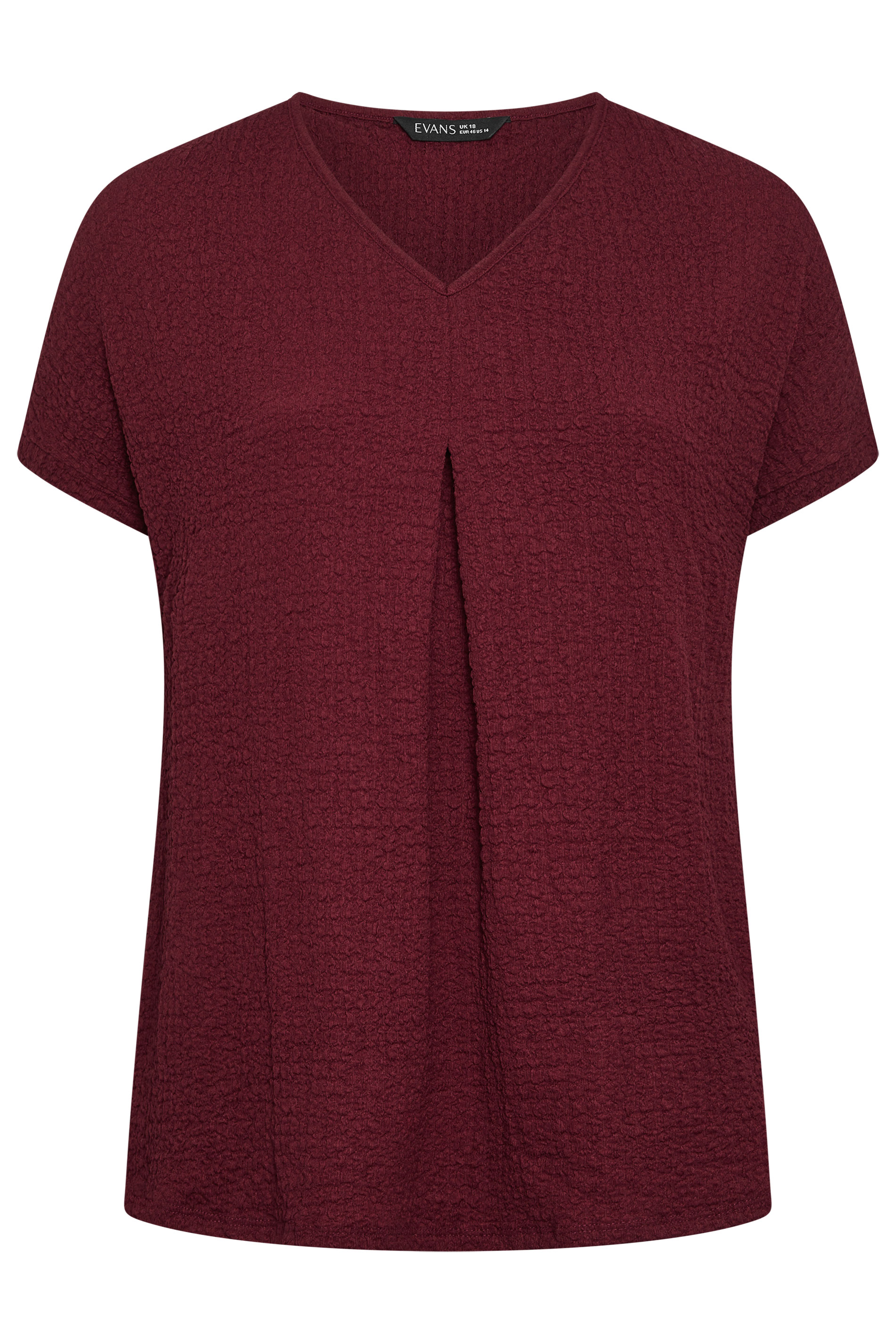 EVANS Plus Size Berry Red Pleat Front Swing Top | Evans 1