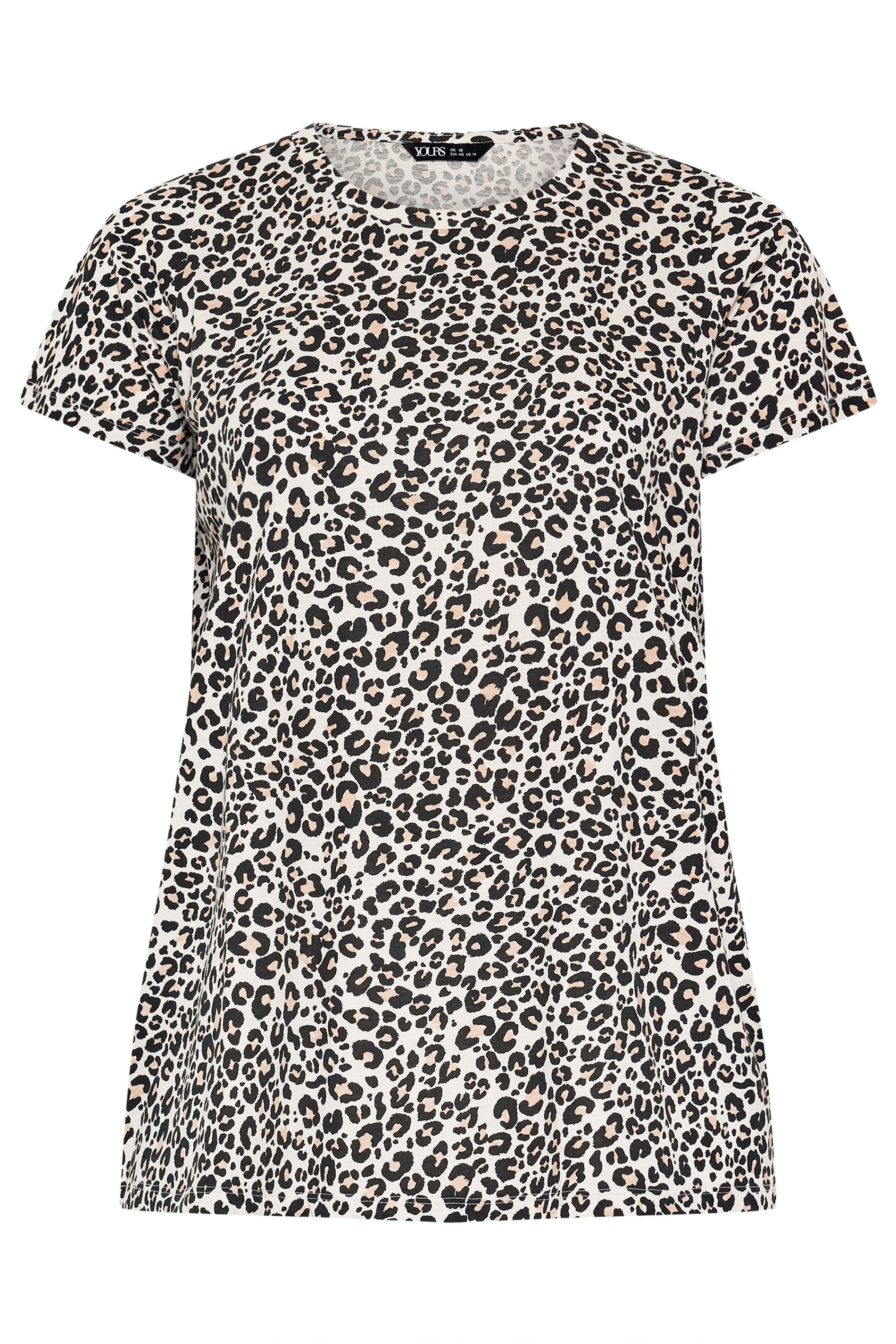YOURS Plus Size Cream Leopard Print Short Sleeve Top | Yours Clothing 5