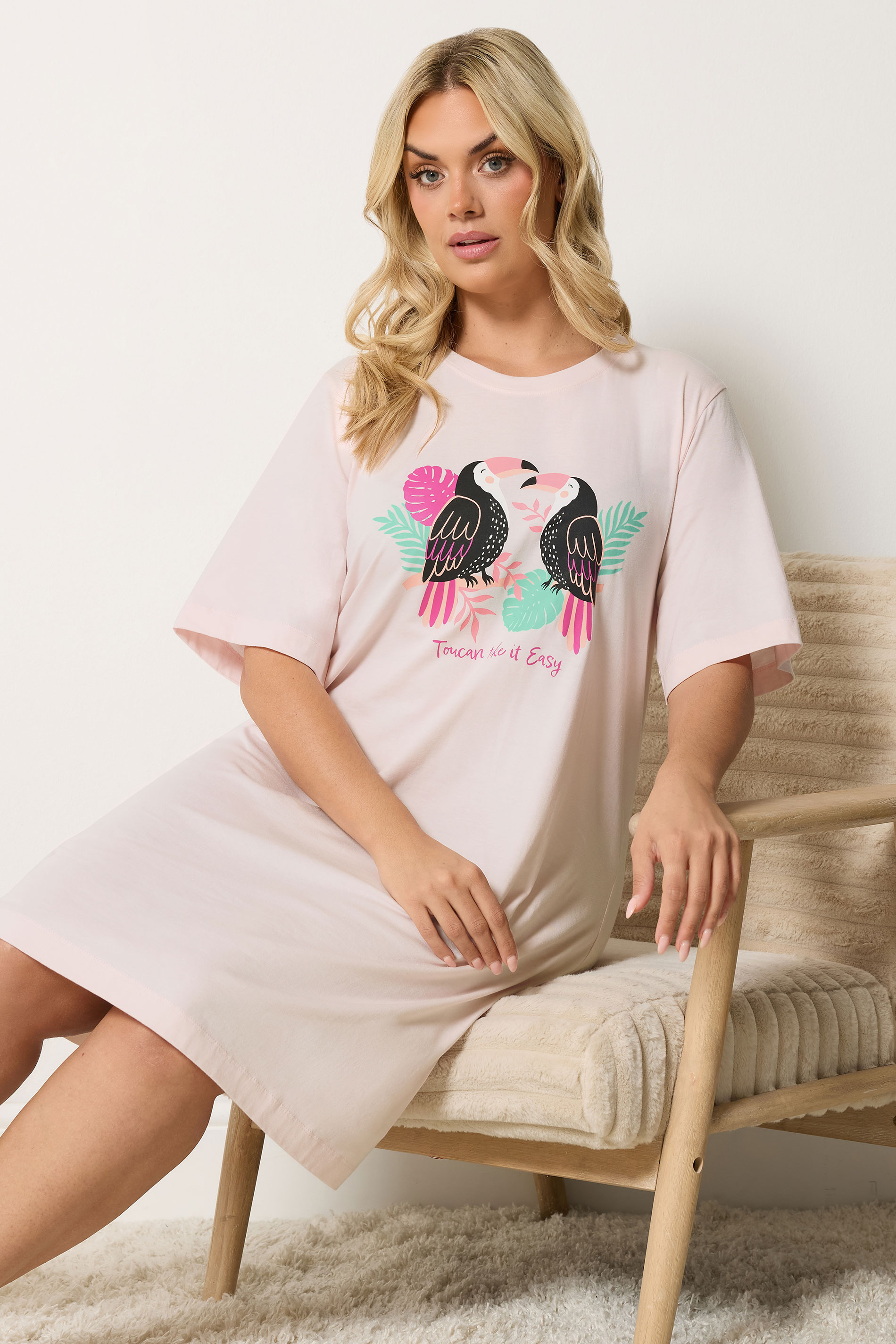 YOURS Plus Size Pink 'Toucan Take It Easy' Nightdress | Yours Clothing 3