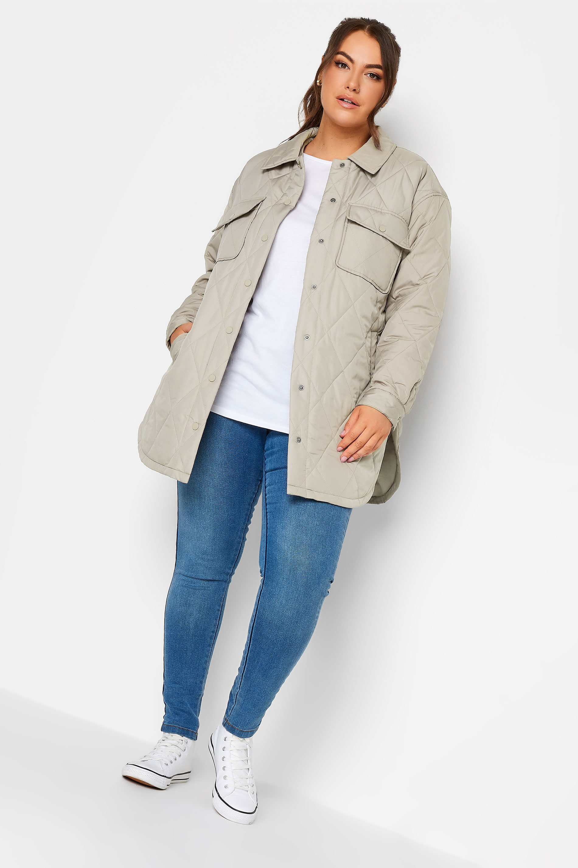 YOURS Plus Size Grey Quilted Jacket | Yours Clothing 1