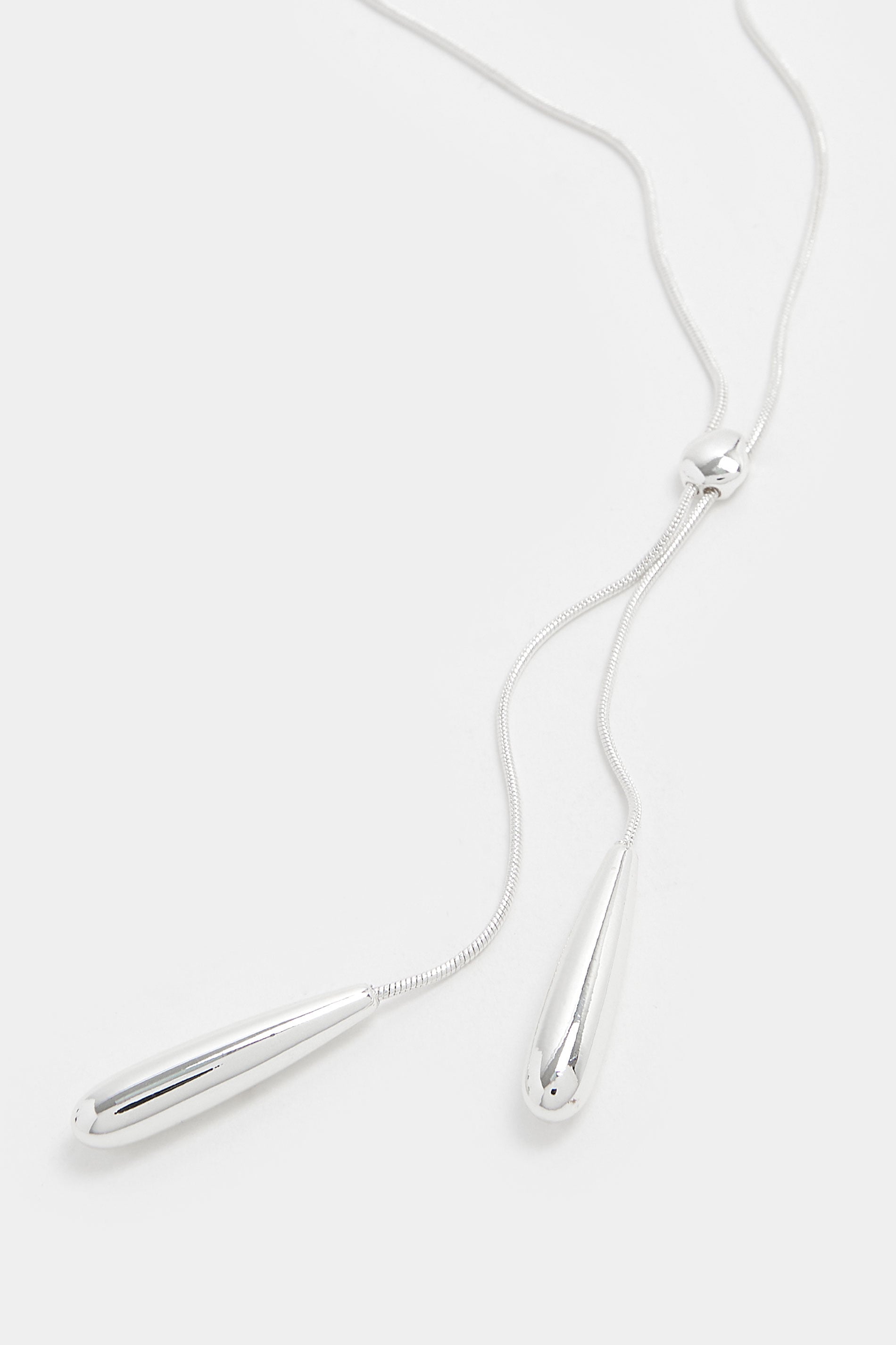 Silver Tone Long Droplet Lariat Necklace | Yours Clothing 2