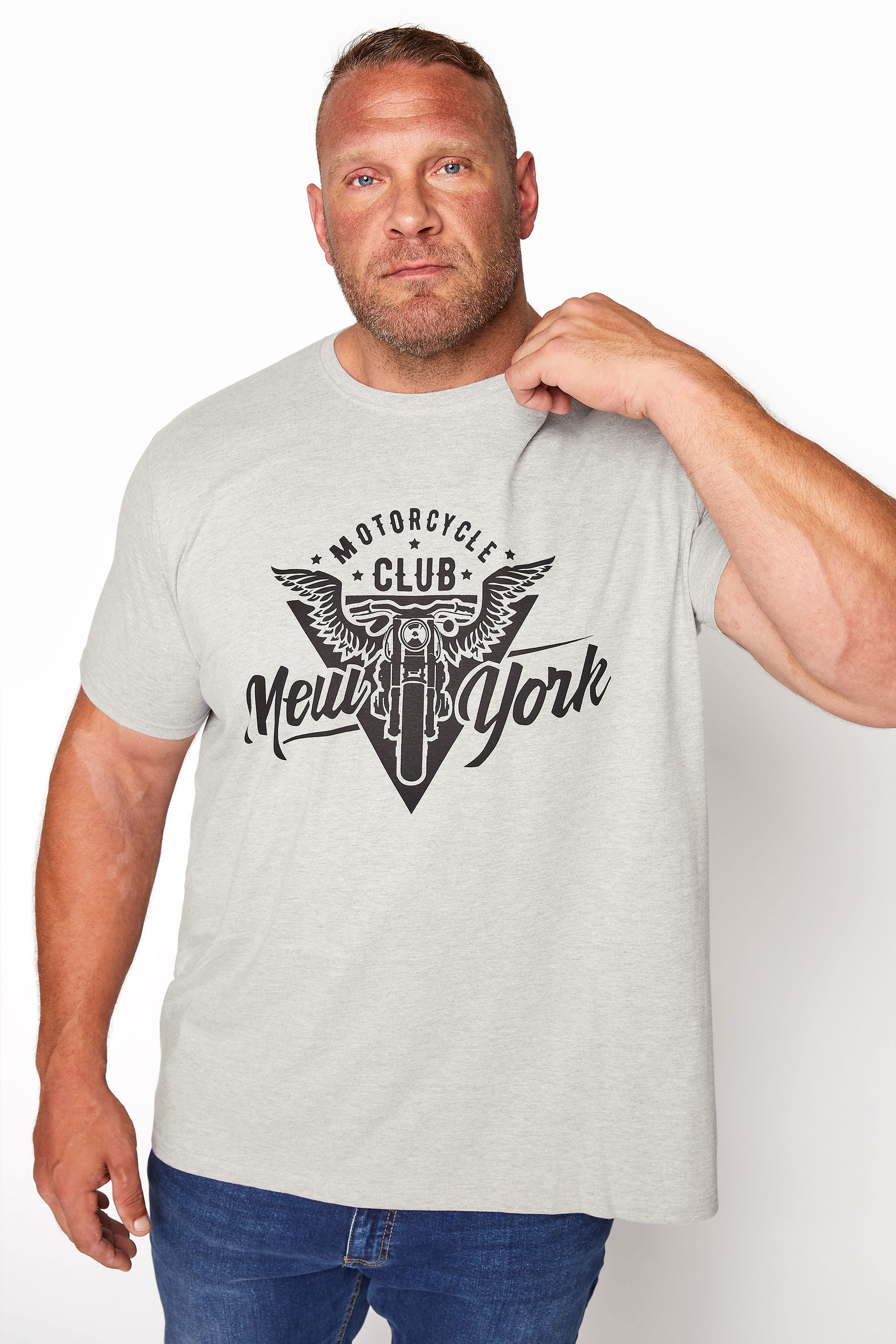 BadRhino Big & Tall Grey Marl Motorcycle Club Graphic Print T-Shirt_A.jpg