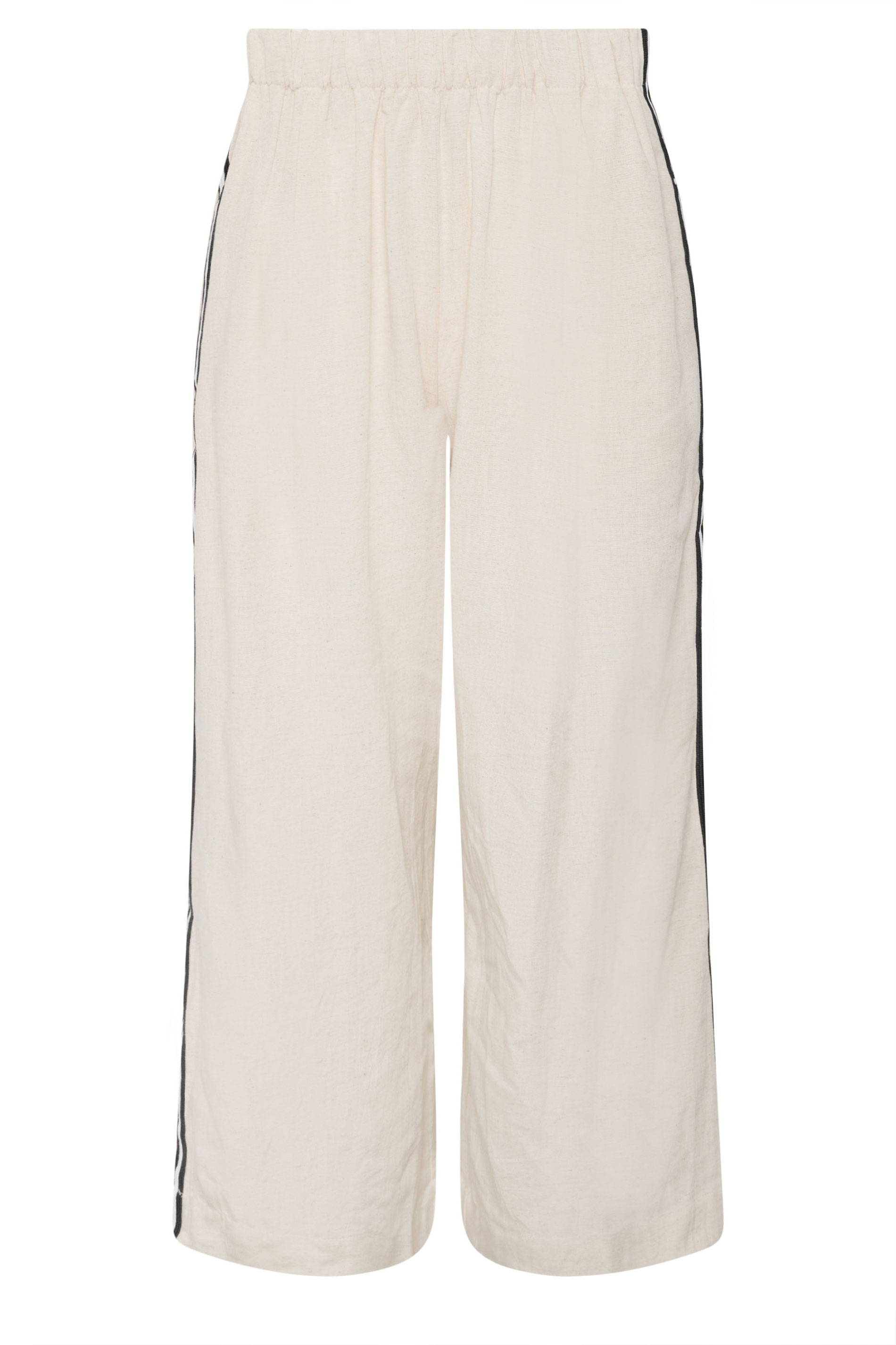 PixieGirl Petite Women's Natural Brown Side Stripe Linen Trousers | PixieGirl 5