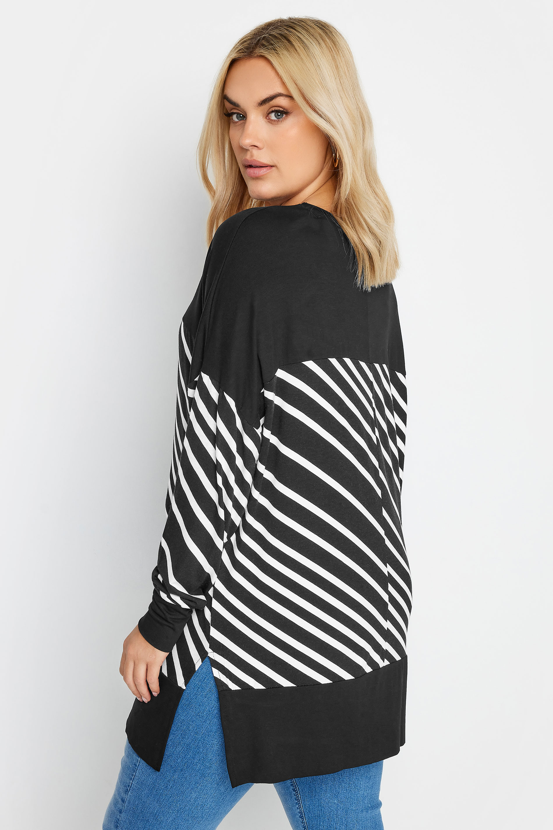 YOURS Plus Size Black Striped Print Top | Yours Clothing 3