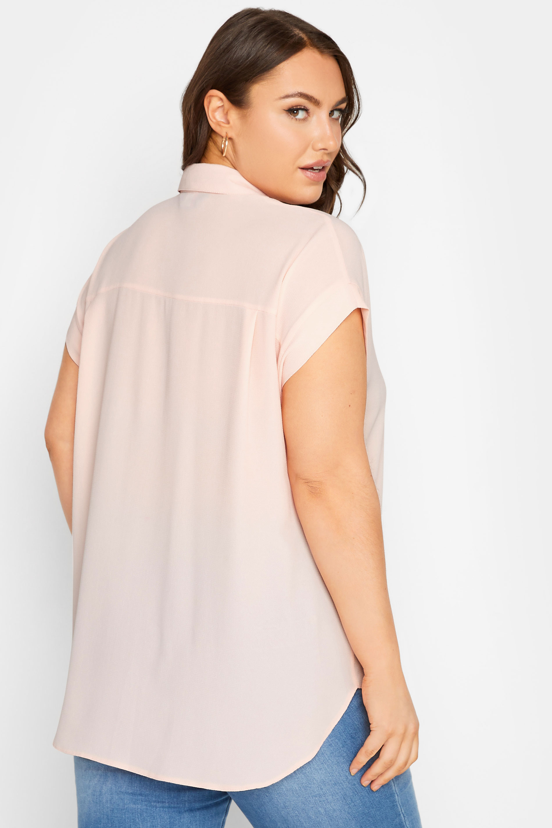 YOURS Curve Plus Size Light Pink Collared Shirt | Yours Clothing  3