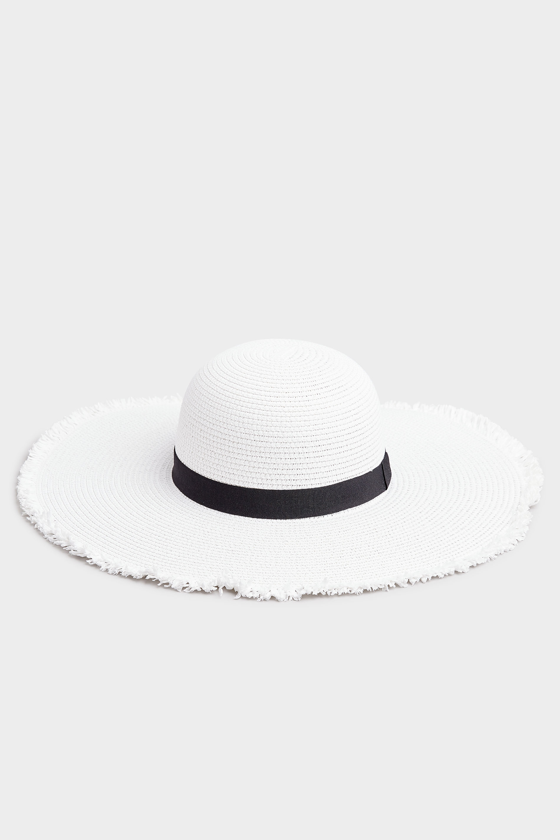 White Frayed Edge Straw Hat | Yours Clothing 1