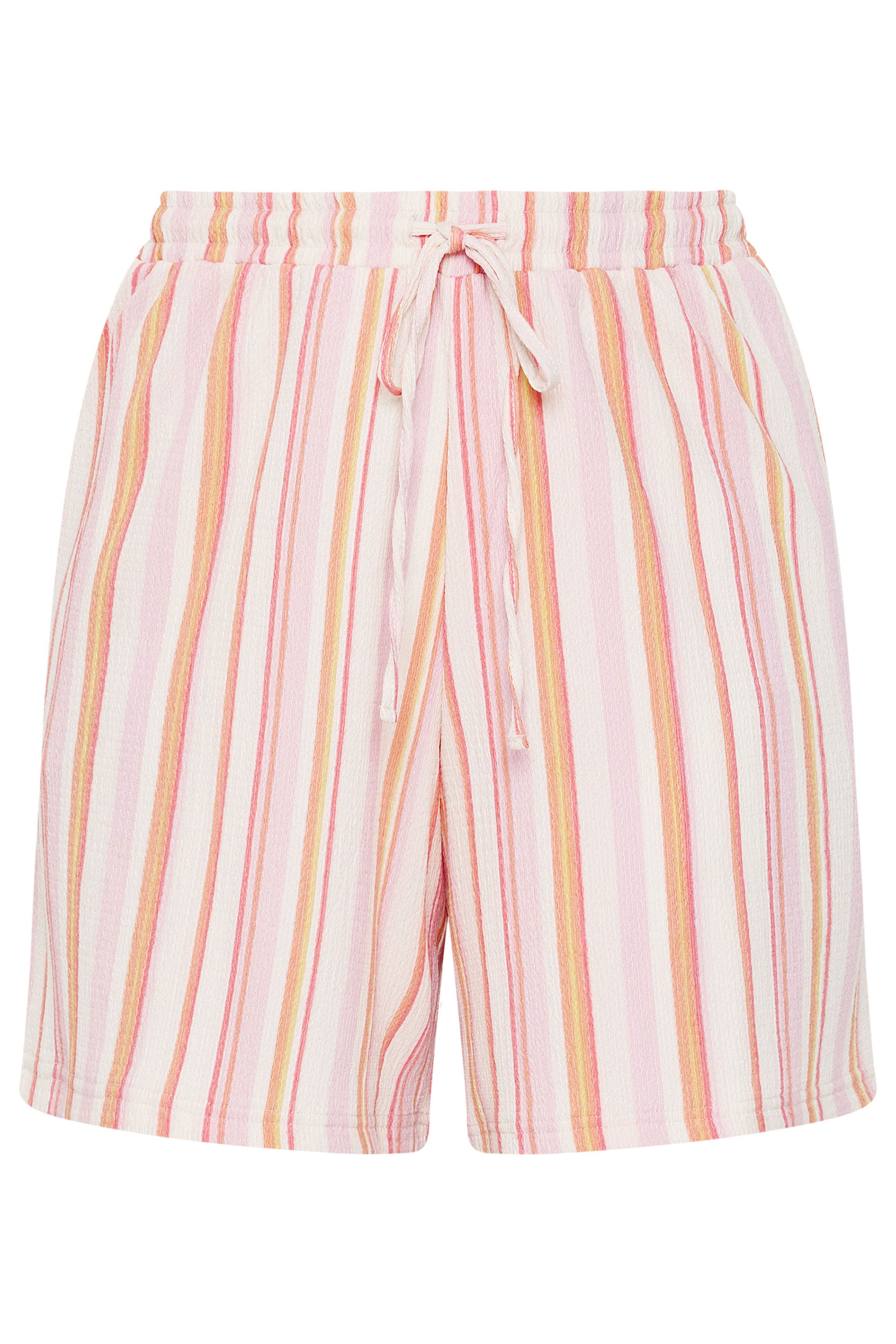 YOURS Plus Size Orange Textured Stripe Shorts | Yours Clothing 5