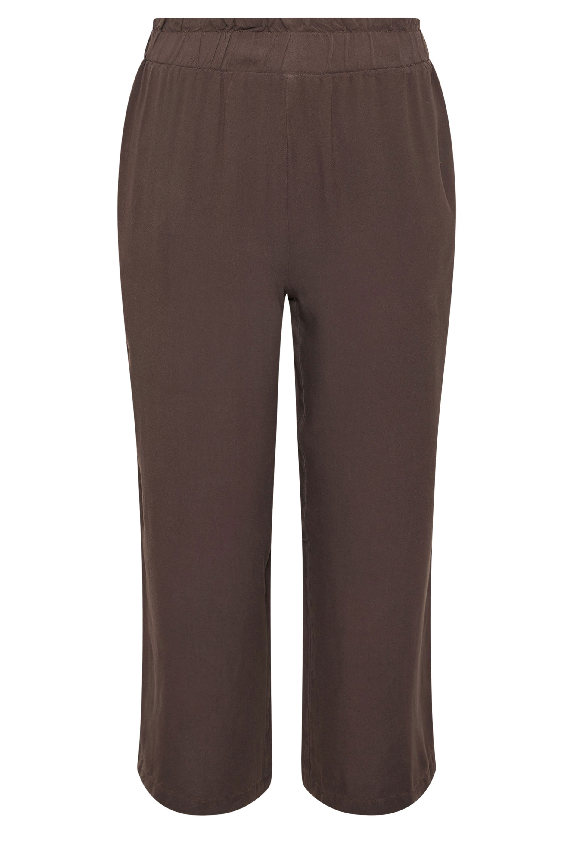 PixieGirl Petite Women's Chocolate Brown Cropped Wide Leg Trousers | PixieGirl 6