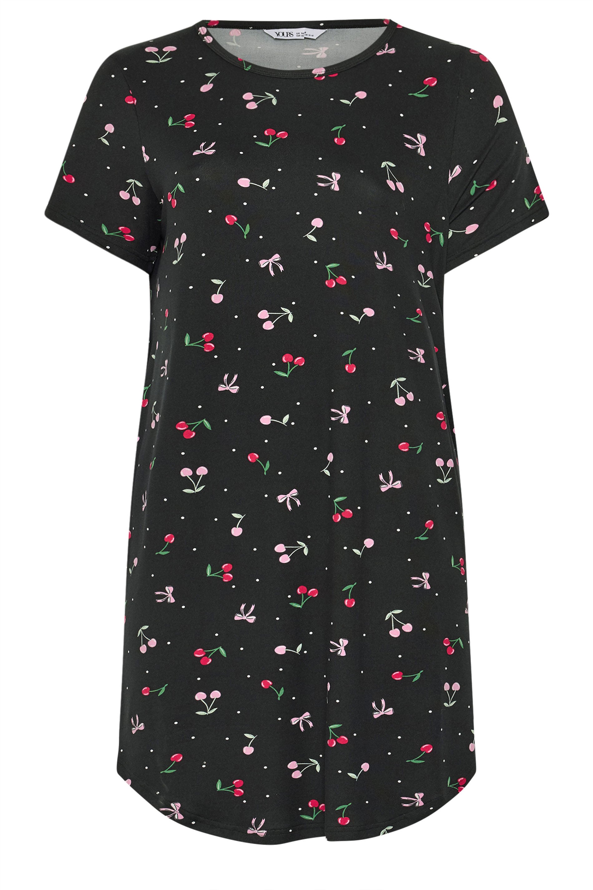 YOURSET Plus Size 2 PACK Black Lemon & Cherry Soft Touch Nightdresses | Yours Clothing 10