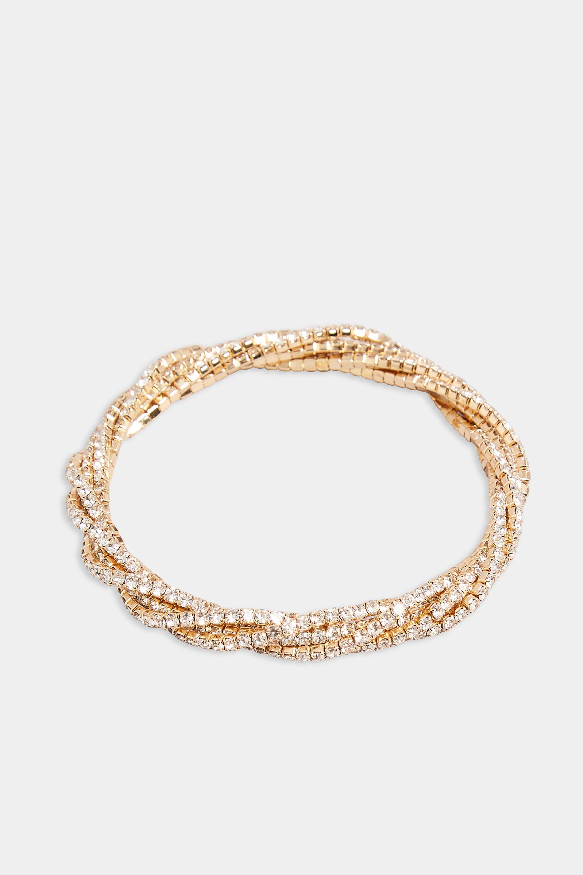Gold Tone Diamante Twist Bracelet | Yours Clothing  2
