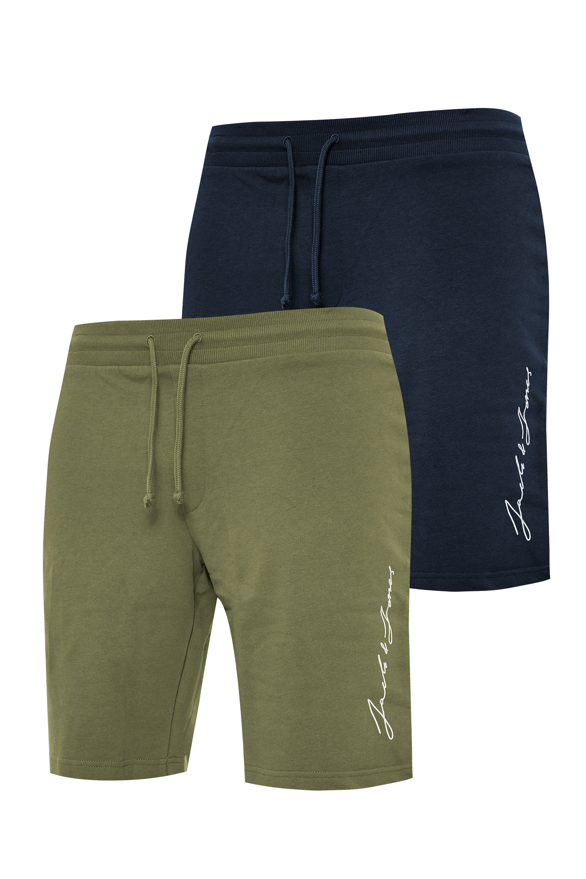JACK & JONES Big & Tall Khaki Green 2 Pack Sweat Shorts_F.jpg