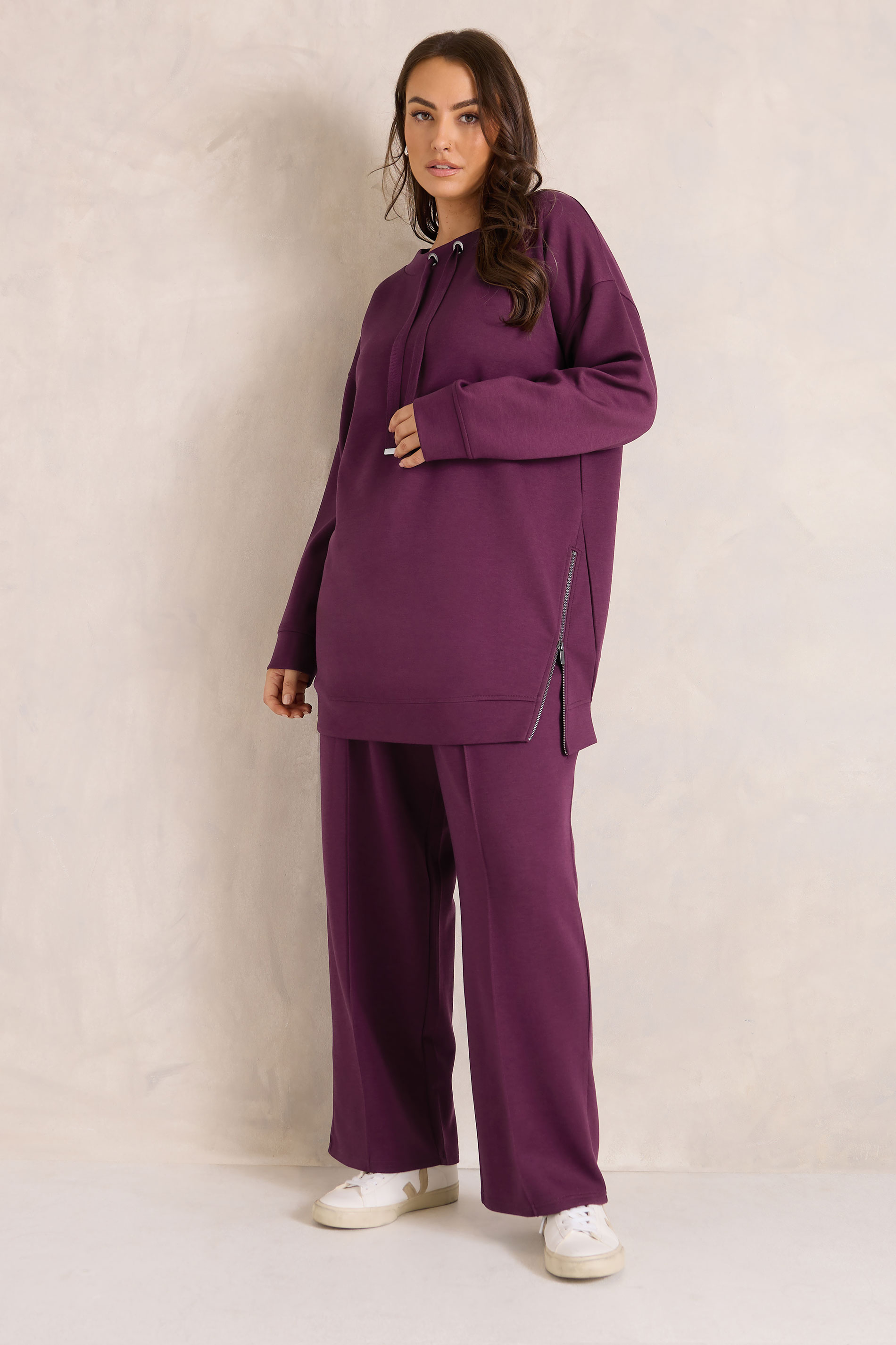 EVANS Plus Size Berry Red Luxe Zip Detail Sweatshirt | Evans  1