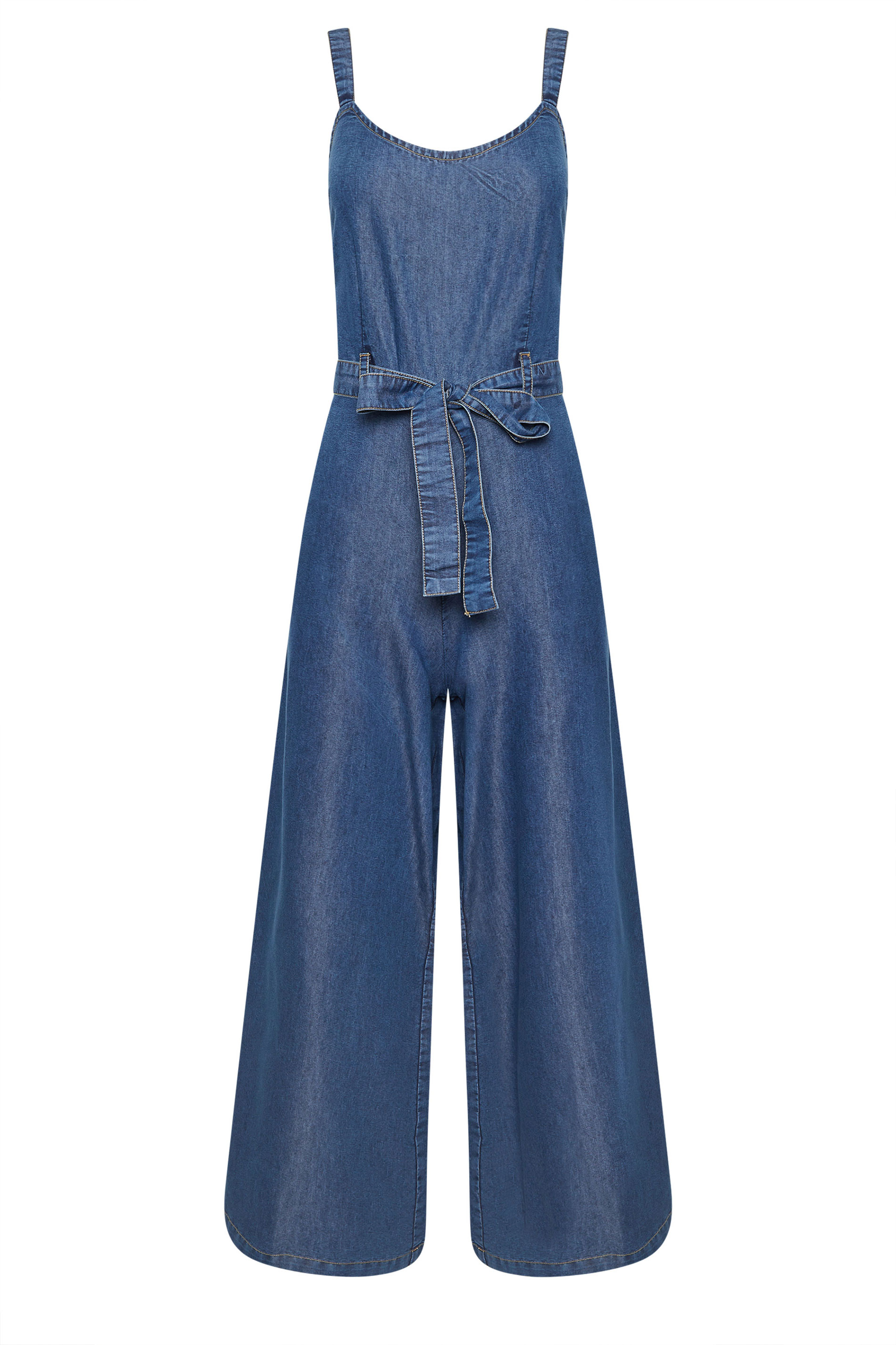 PixieGirl Petite Women's Blue Denim Wide Leg Jumpsuit | PixieGirl 6