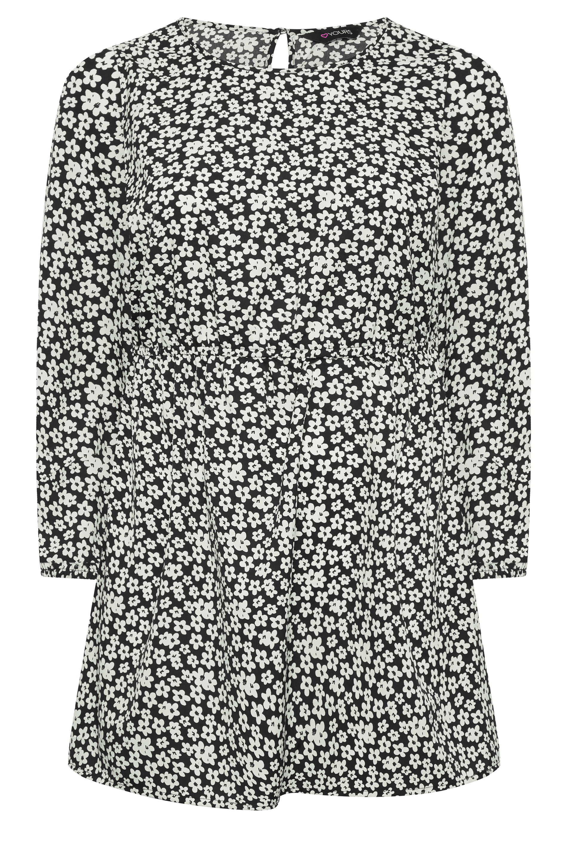 Topshop shirred waist polka dot blouse in monochrome