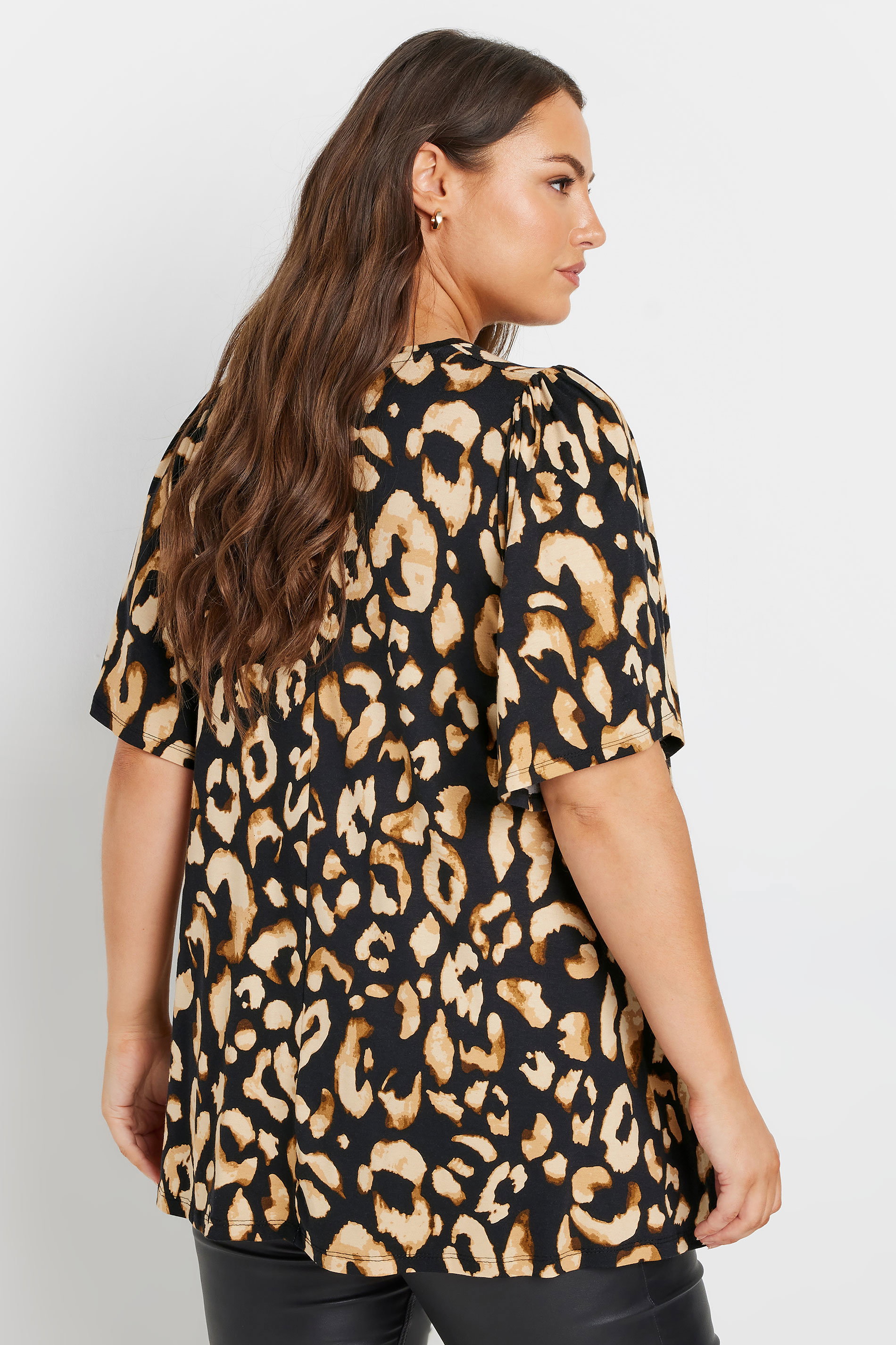YOURS Plus Size Black Leopard Print Swing Top | Yours Clothing  2