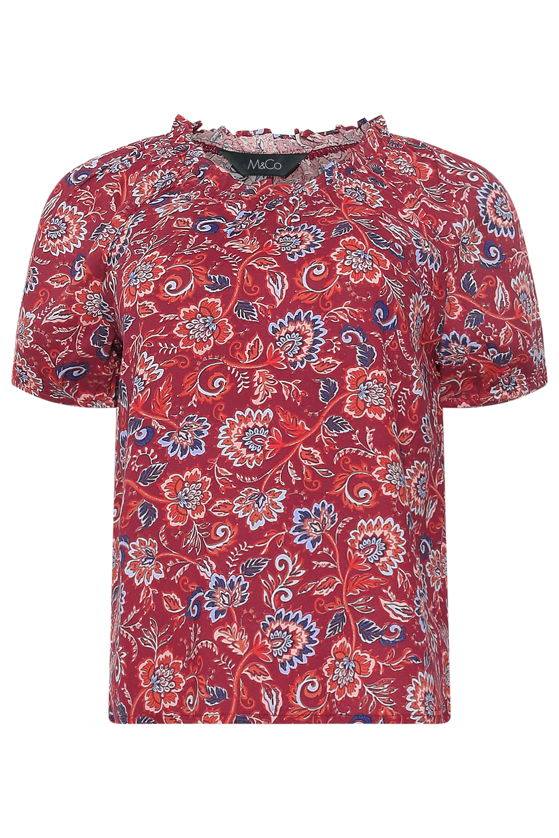 M&Co Petite Orange Abstract Print Scoop Neck Top | M&Co 5
