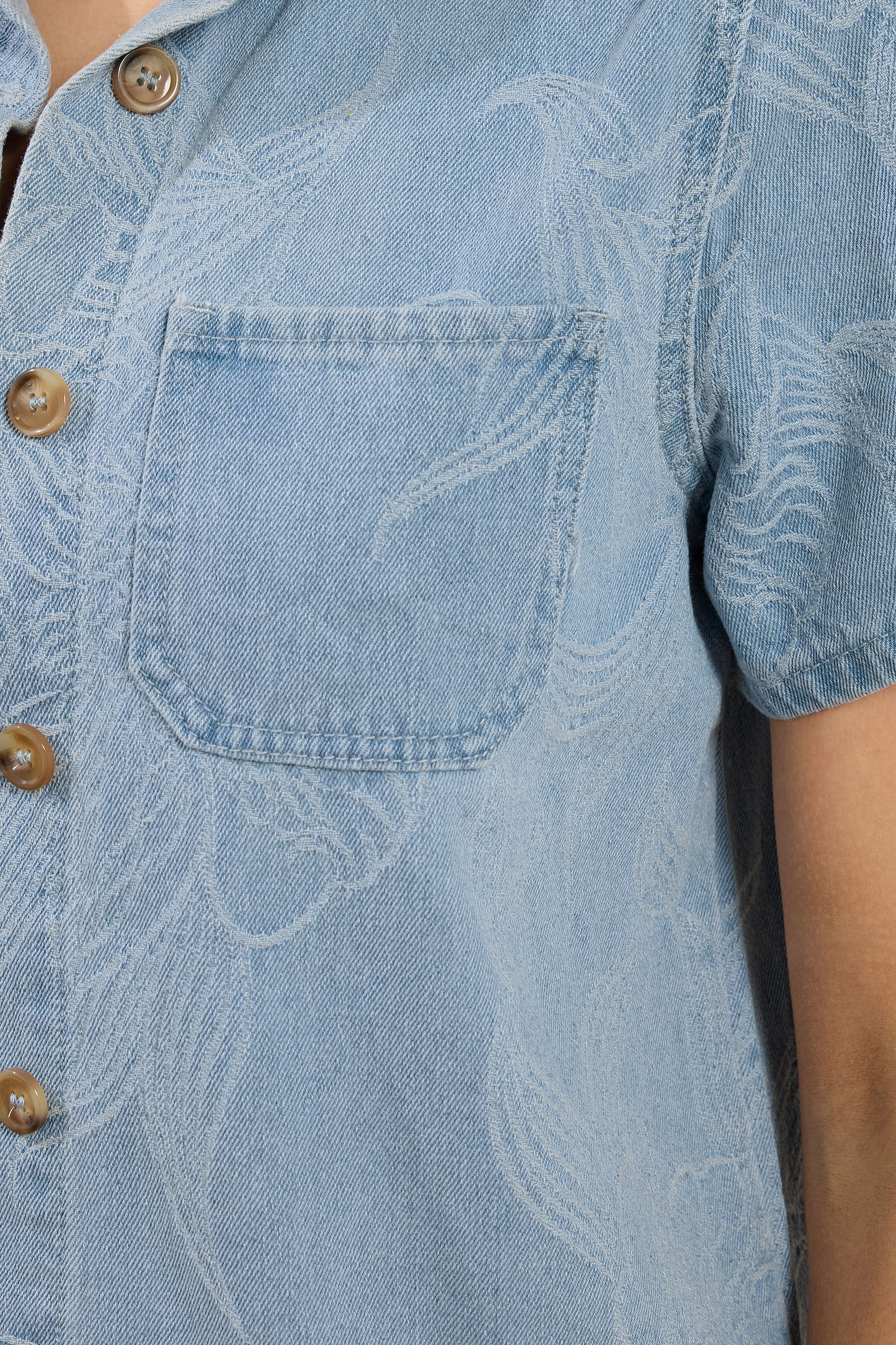 LTS PREMIUM Tall Women's Light Blue Cotton Jacquard Denim Shirt | Long Tall Sally  5