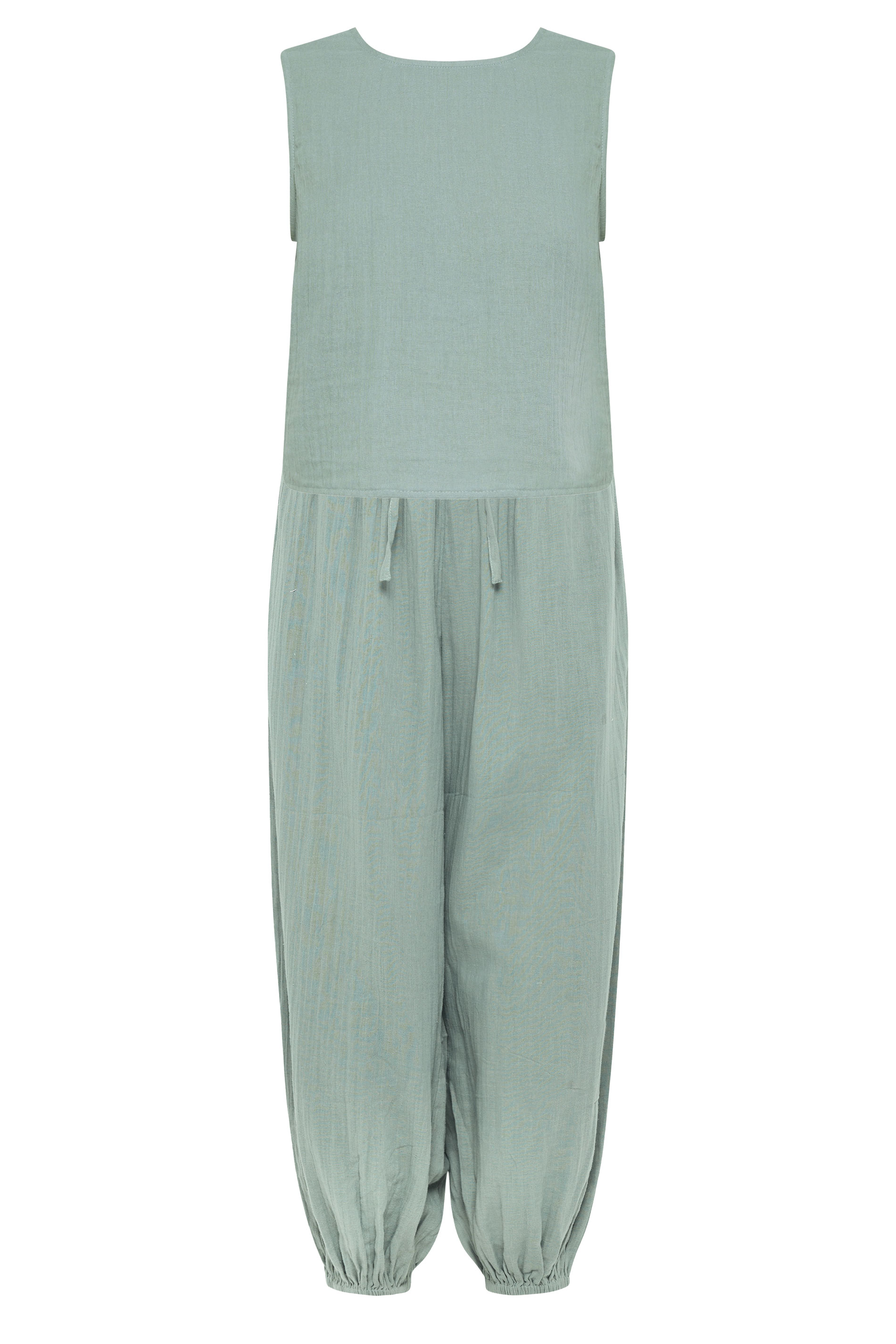 PixieGirl Petite Women's Set Sage Green Cotton Cheesecloth Top & Trousers | PixieGirl 8