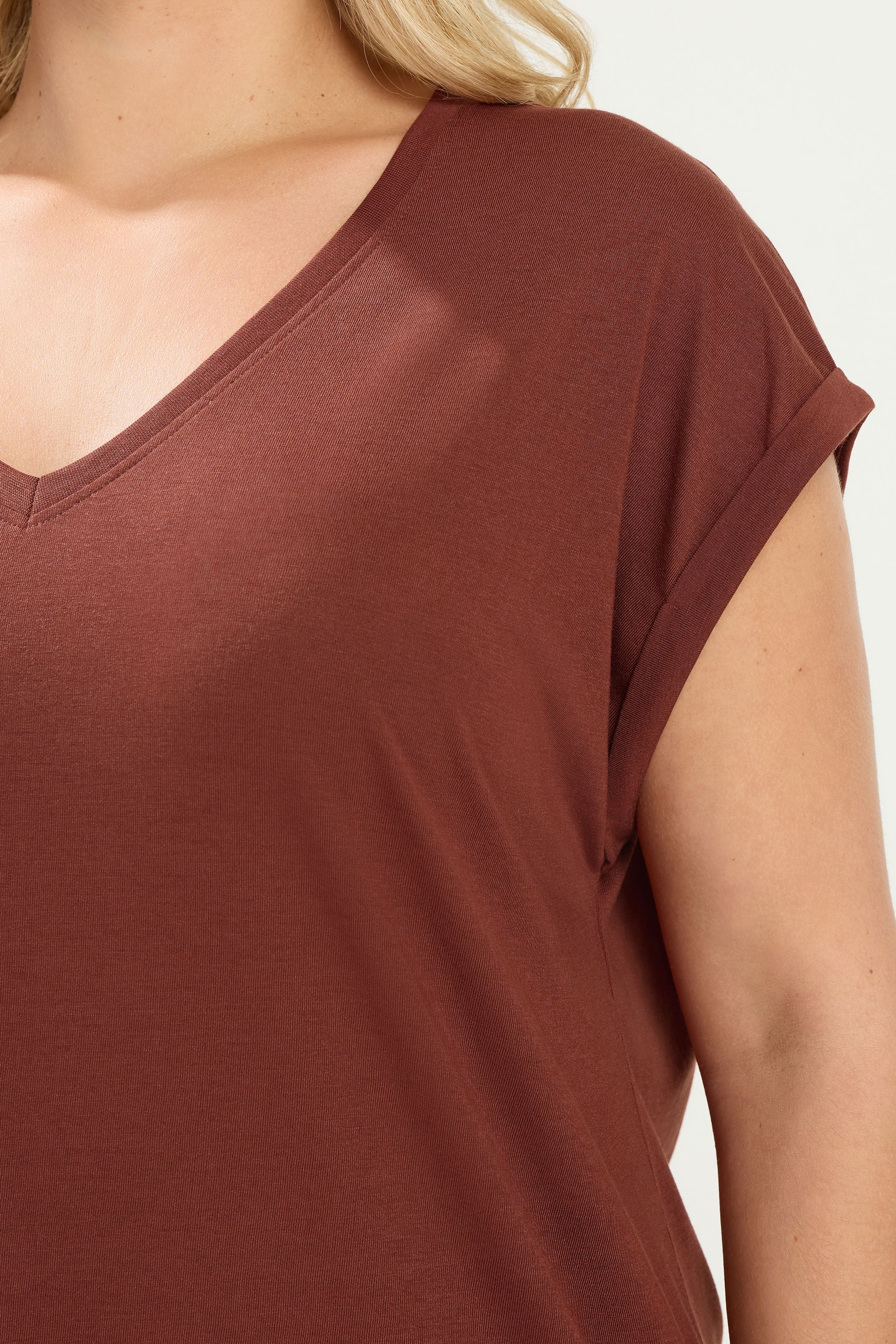 YOURS Plus Size Rust Orange V-Neck Basic T-Shirt | Yours Clothing 4