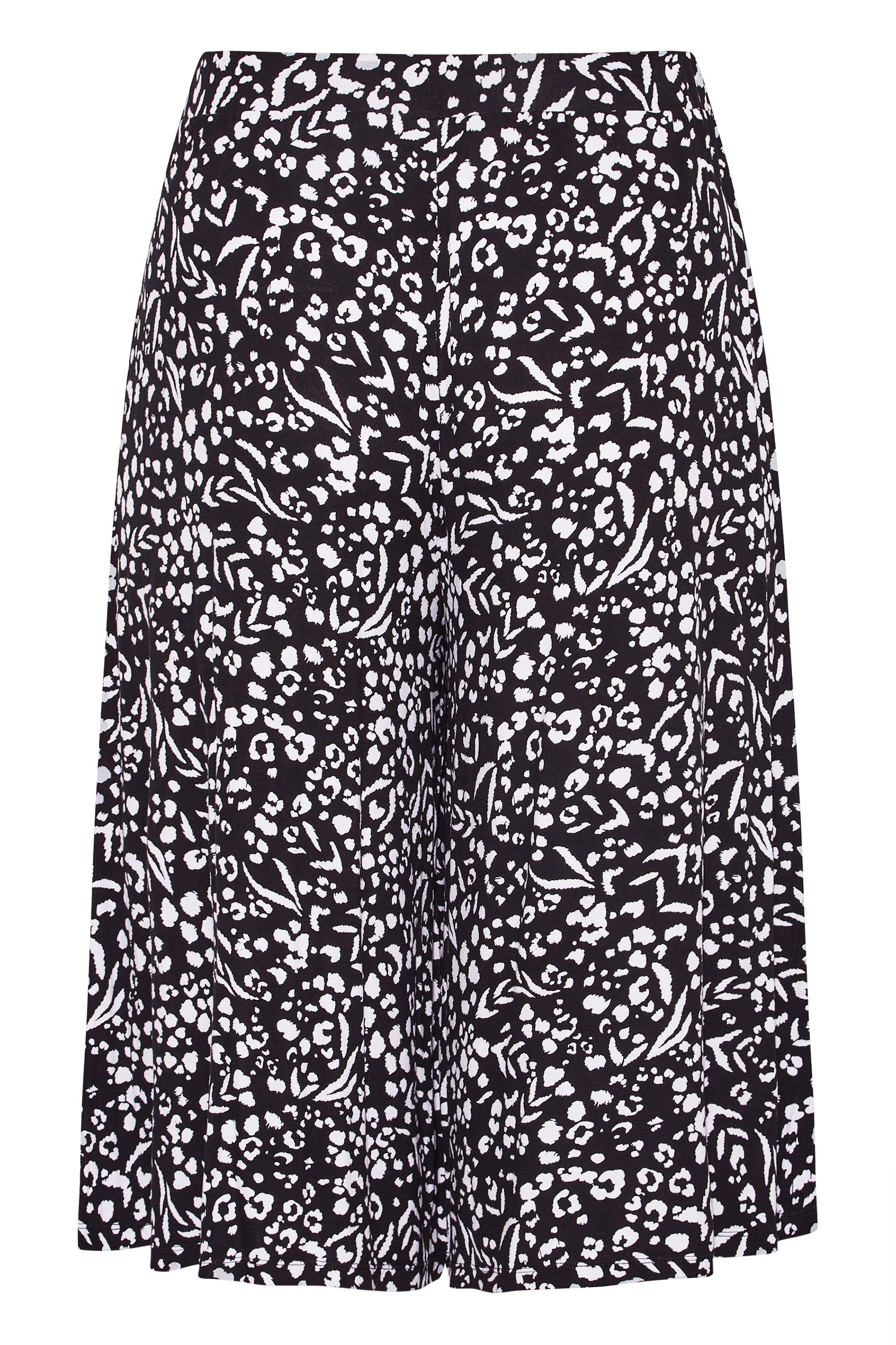 Plus Size Black Mixed Animal Print Jersey Culottes | Yours Clothing