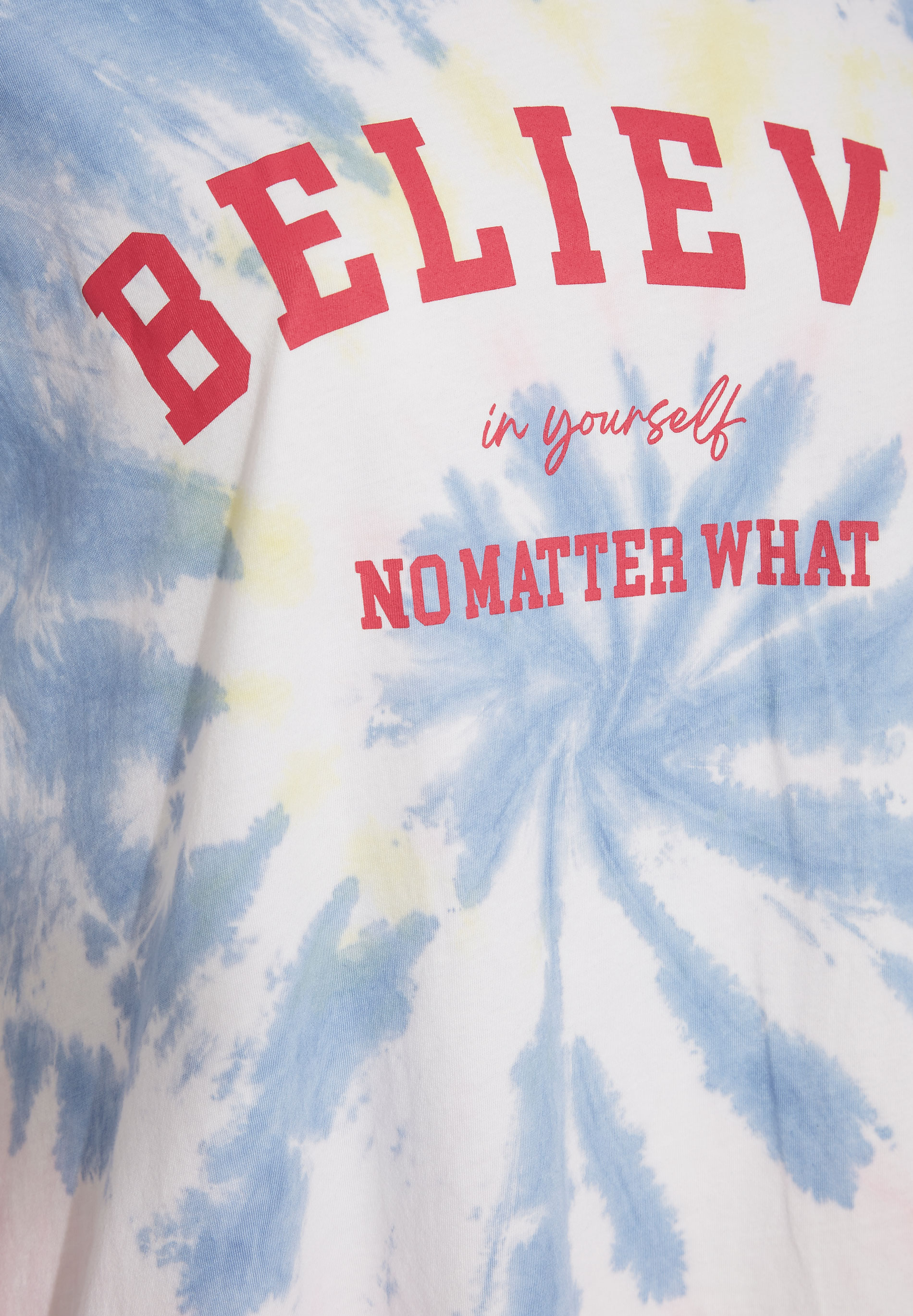Grande taille  Tops Grande taille  Tops à Slogans | T-Shirt Blanc Tie & Dye 'Believe in Yourself' - ZD98512