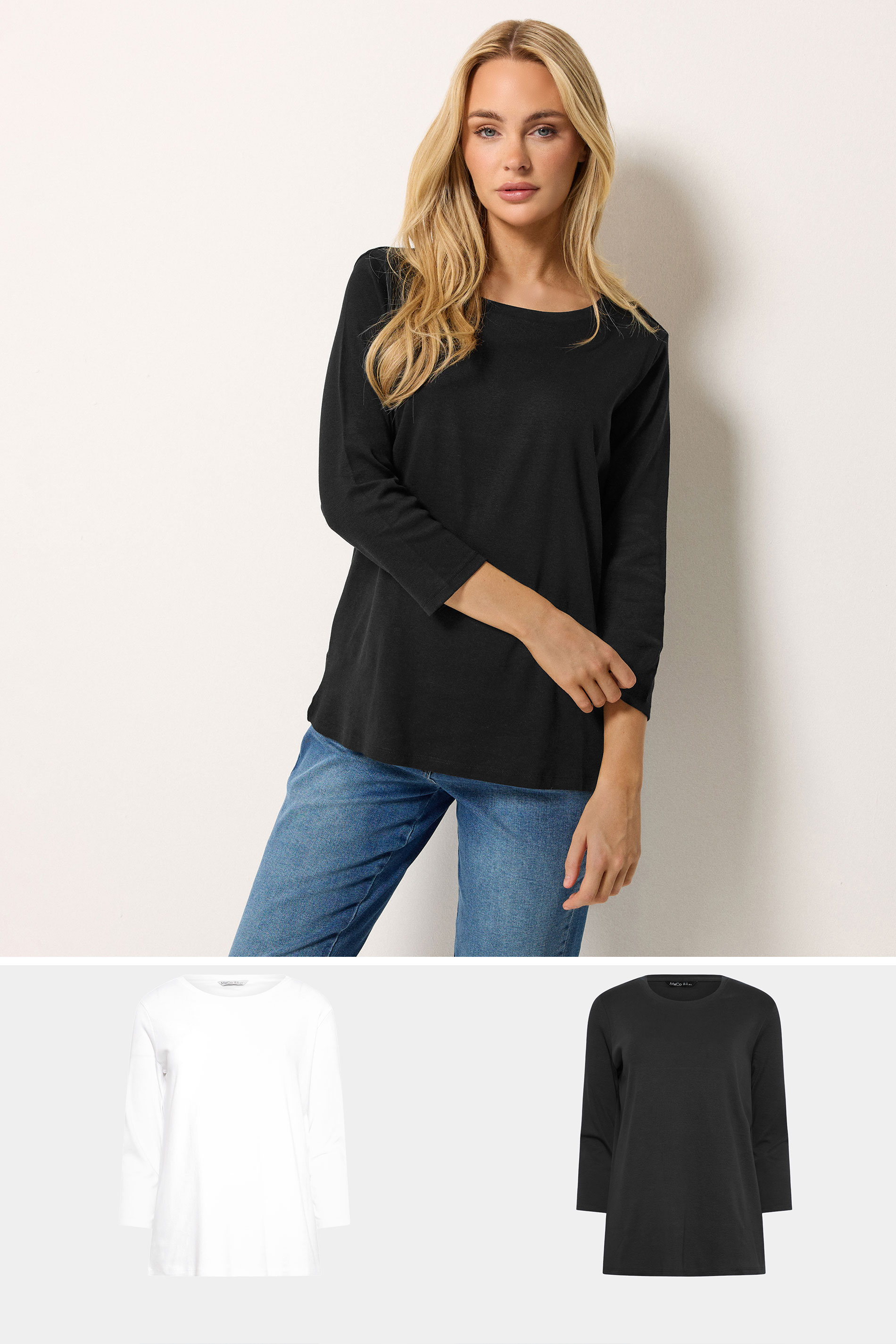 M&Co 2 PACK Black & White Cotton Tops | M&Co  1