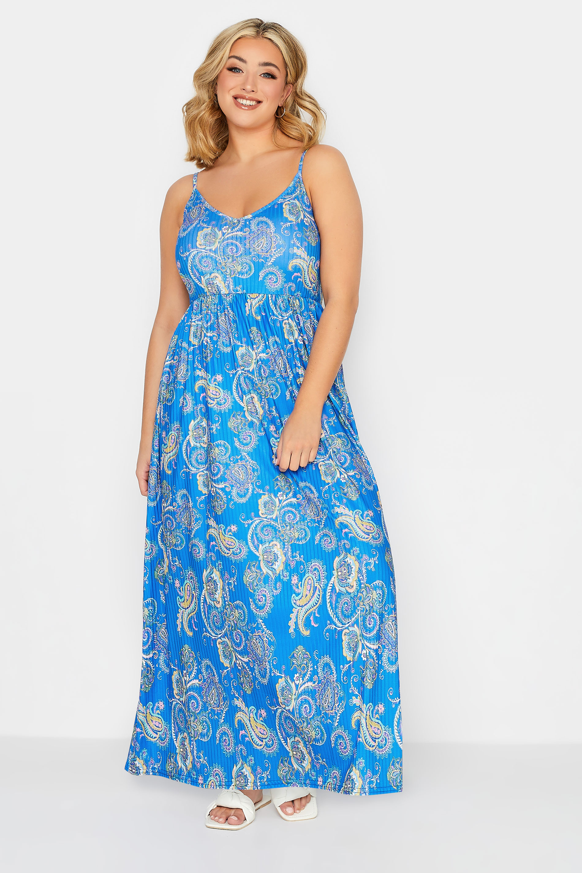 YOURS PETITE Plus Size Curve Blue Paisley Maxi Dress | Yours Clothing  2