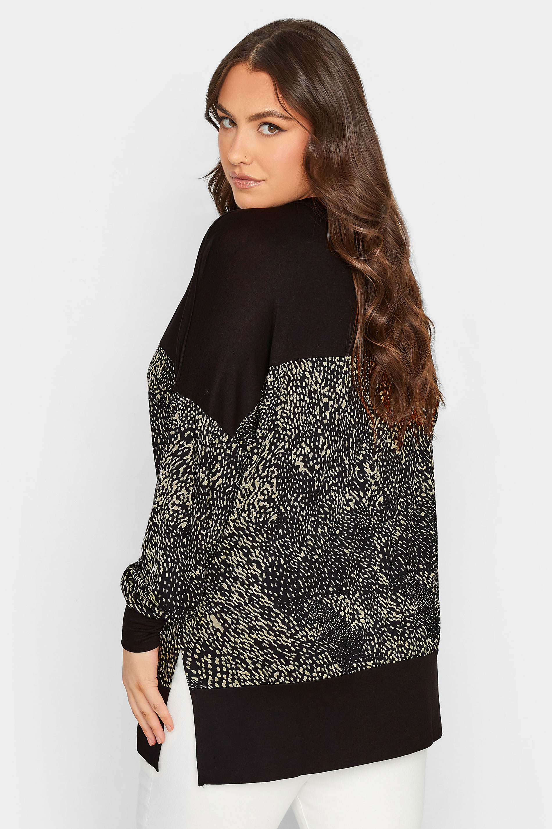 Plus Size Black Mixed Animal Print Long Sleeve Top | Yours Clothing  3