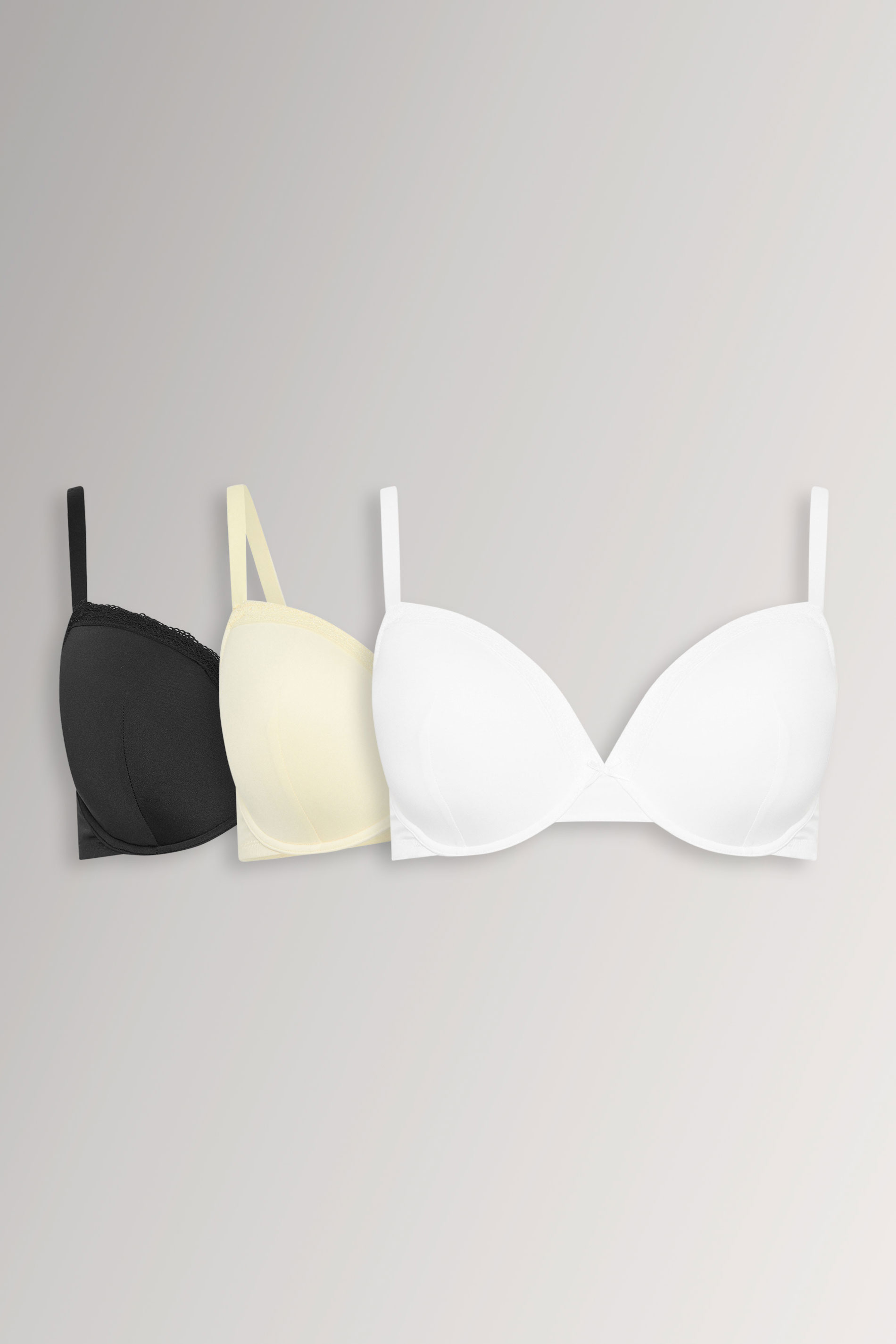 YOURSET 3 PACK Plus Size Black & Yellow Moulded Underwired T-Shirt Bras | Yours Clothing 3