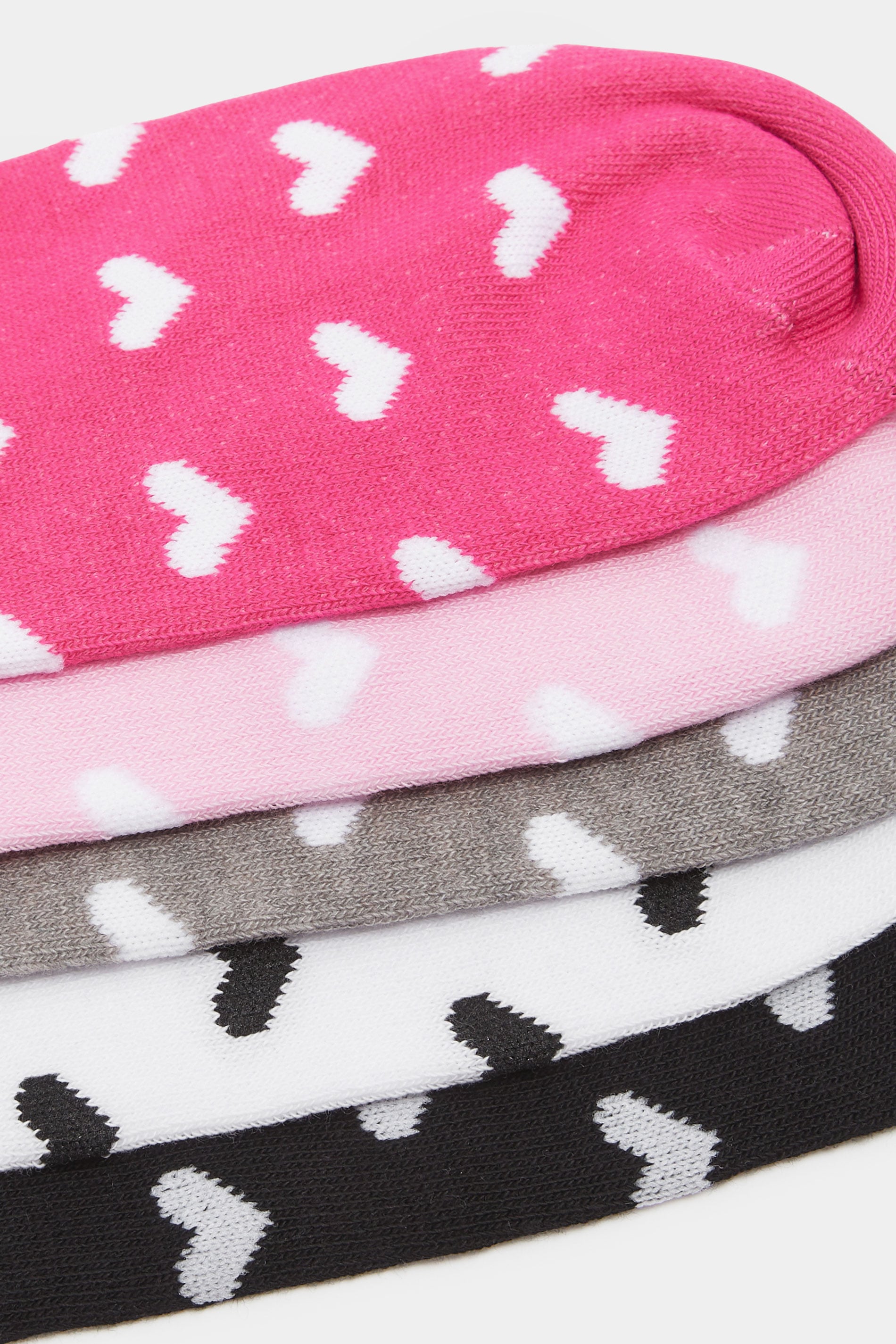 YOURSET 5 PACK Plus Size Pink & Grey Polka Dot Ankle Socks | Yours Clothing 4