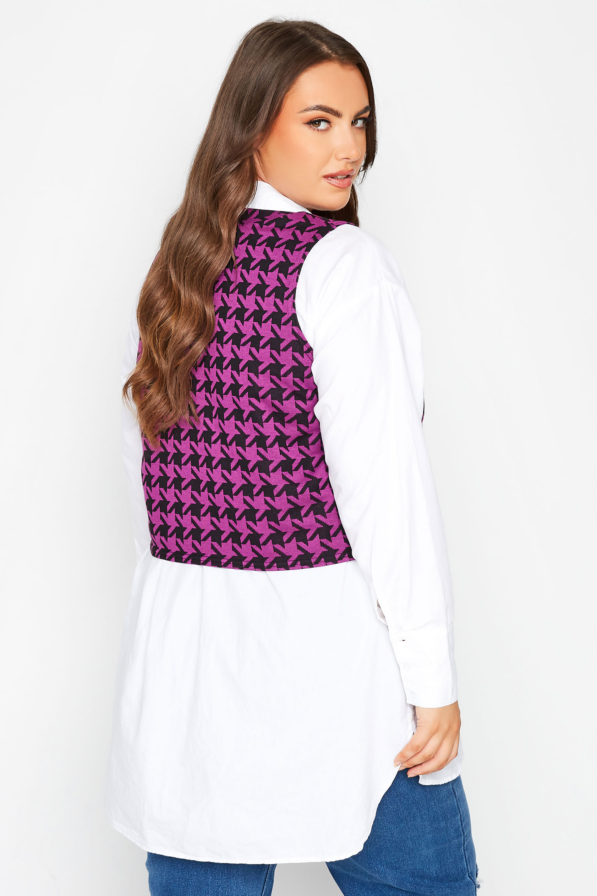 LIMITED COLLECTION Pink Dogtooth Check Vest Top | Yours Clothing 3