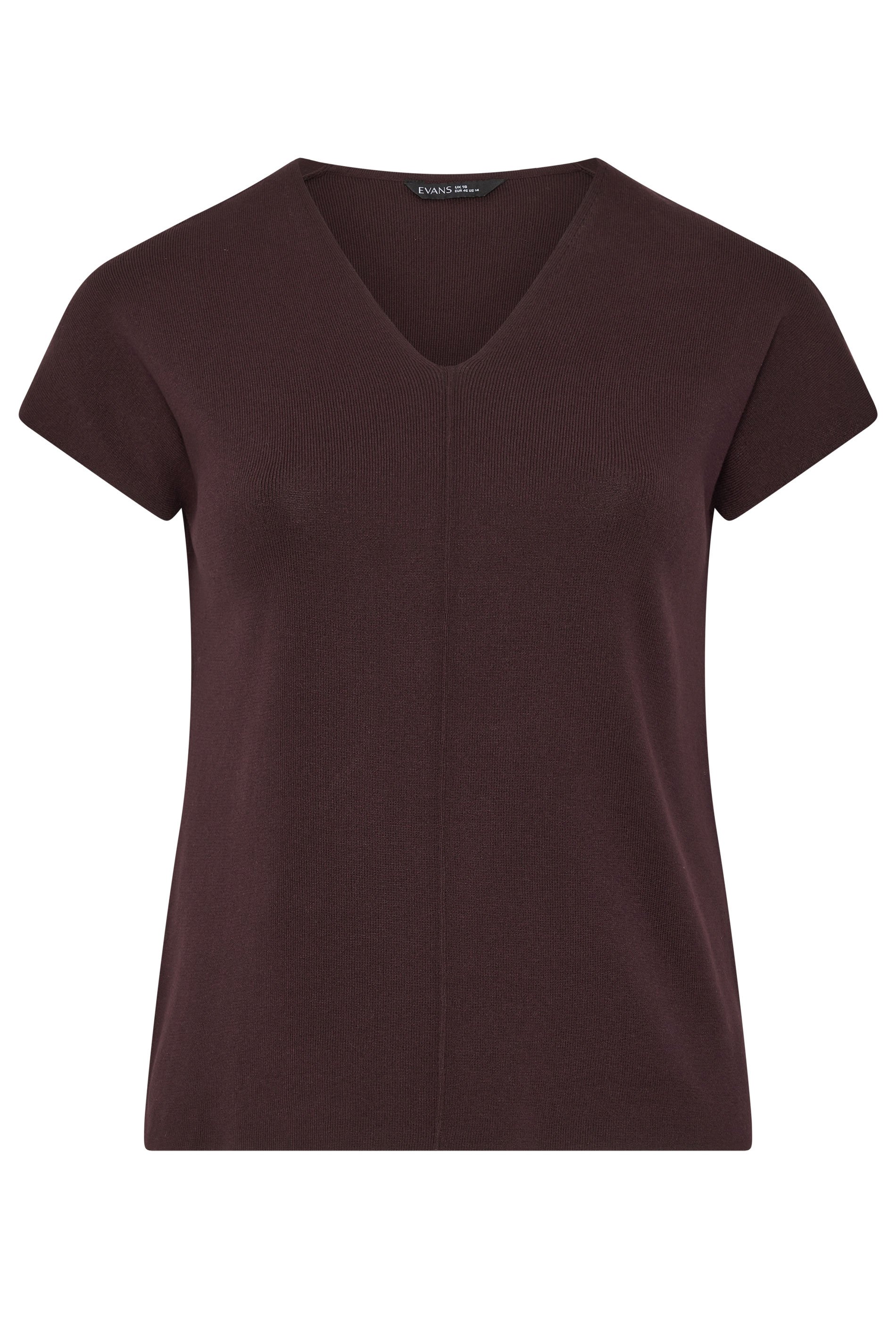 EVANS Plus Size Brown V-Neck Knitted Top | Evans 5