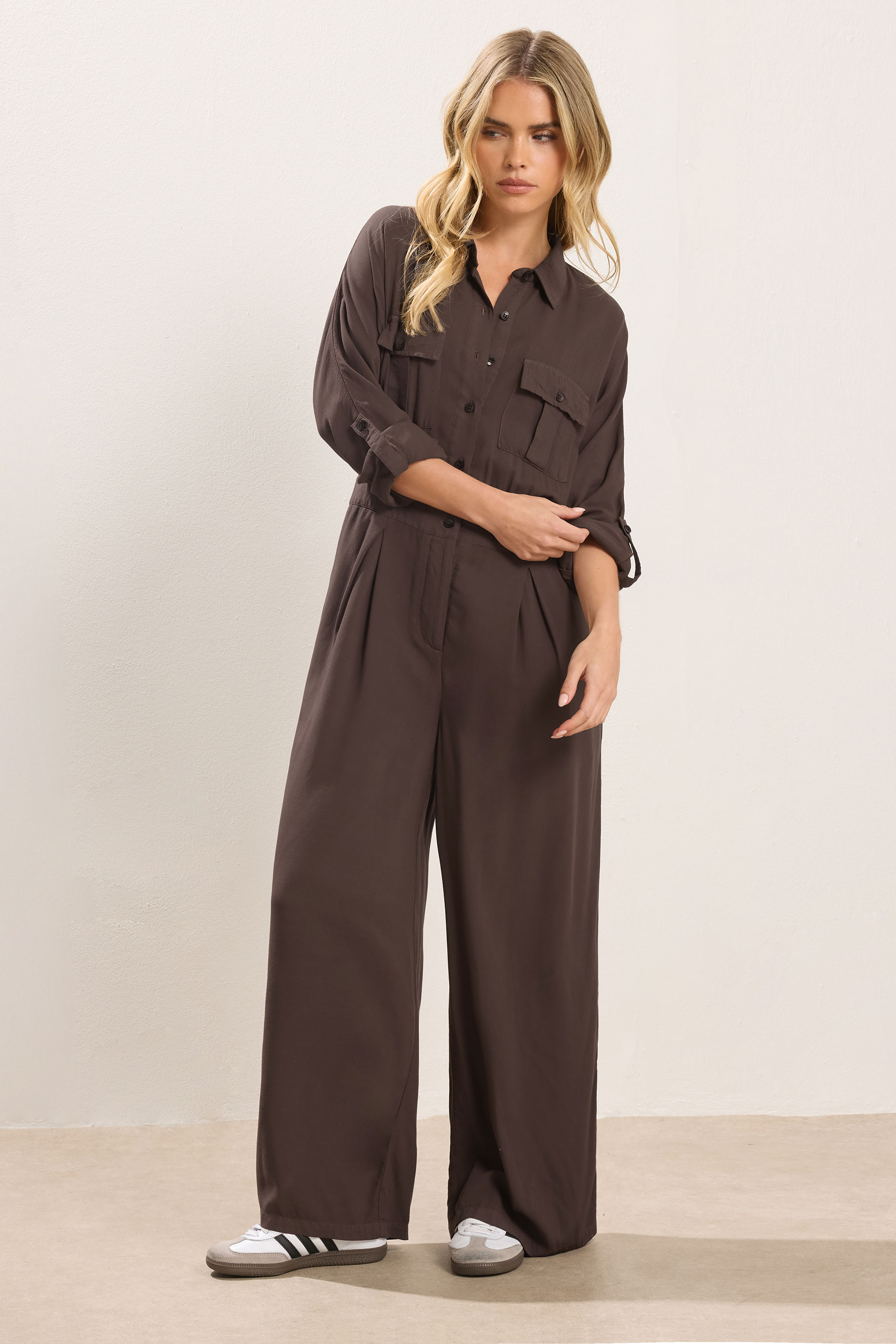 PixieGirl Petite Women's Chocolate Brown Wide Leg Jumpsuit | PixieGirl 2