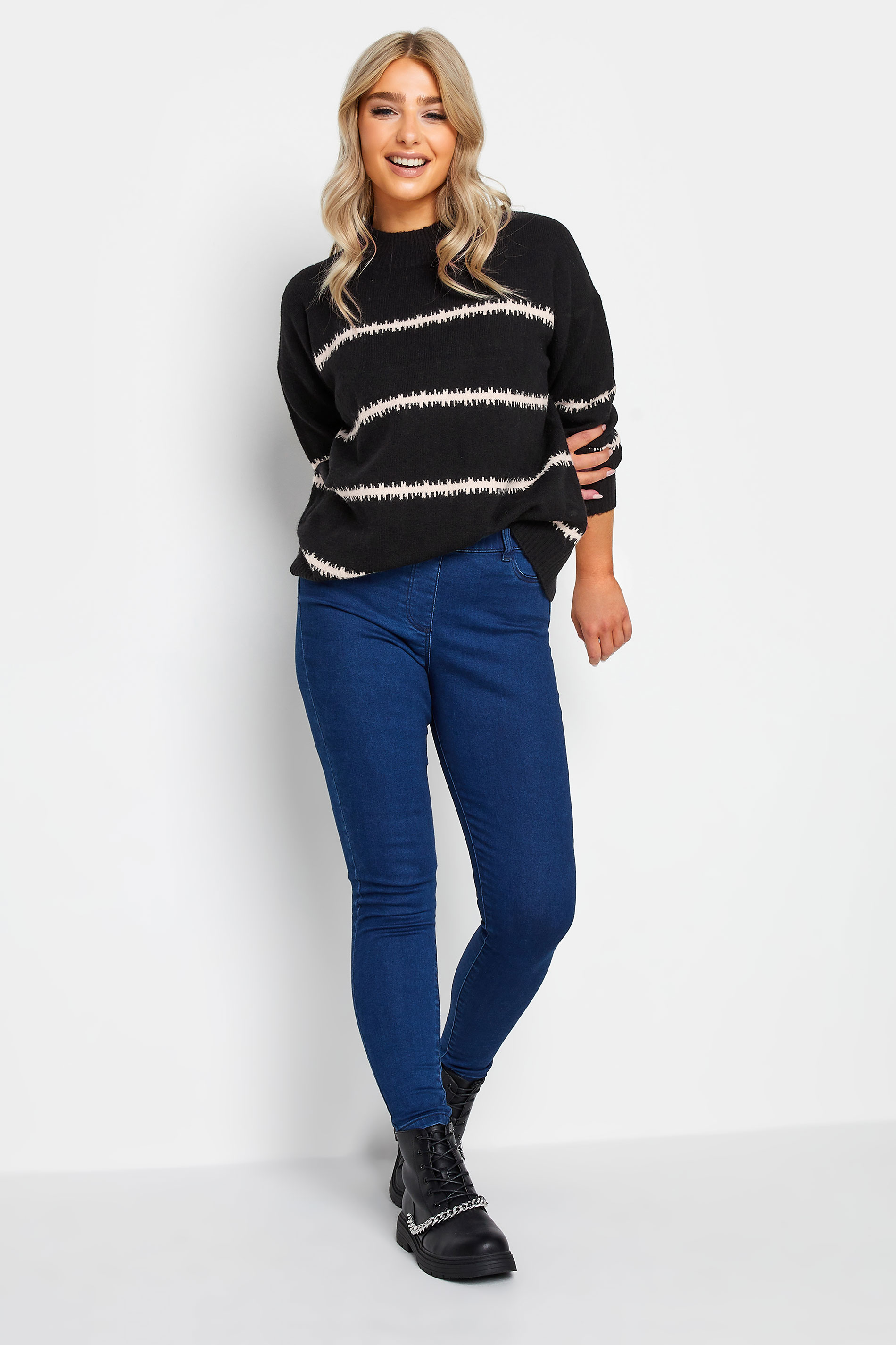 M&Co Black Blurred Stripe Jumper | M&Co 2