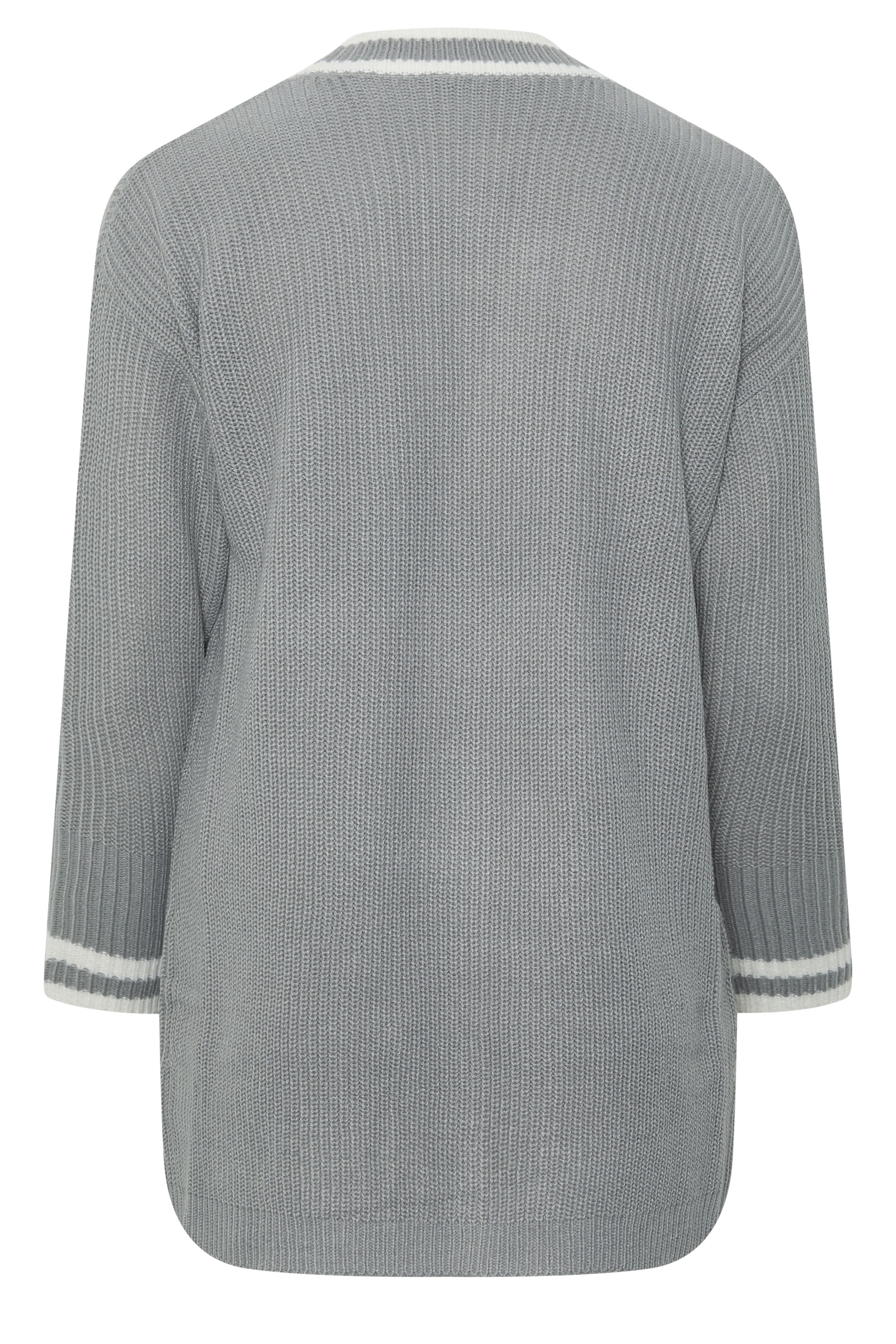 YOURS Plus Size Grey Contrast Edge Cardigan | Yours Clothing 2