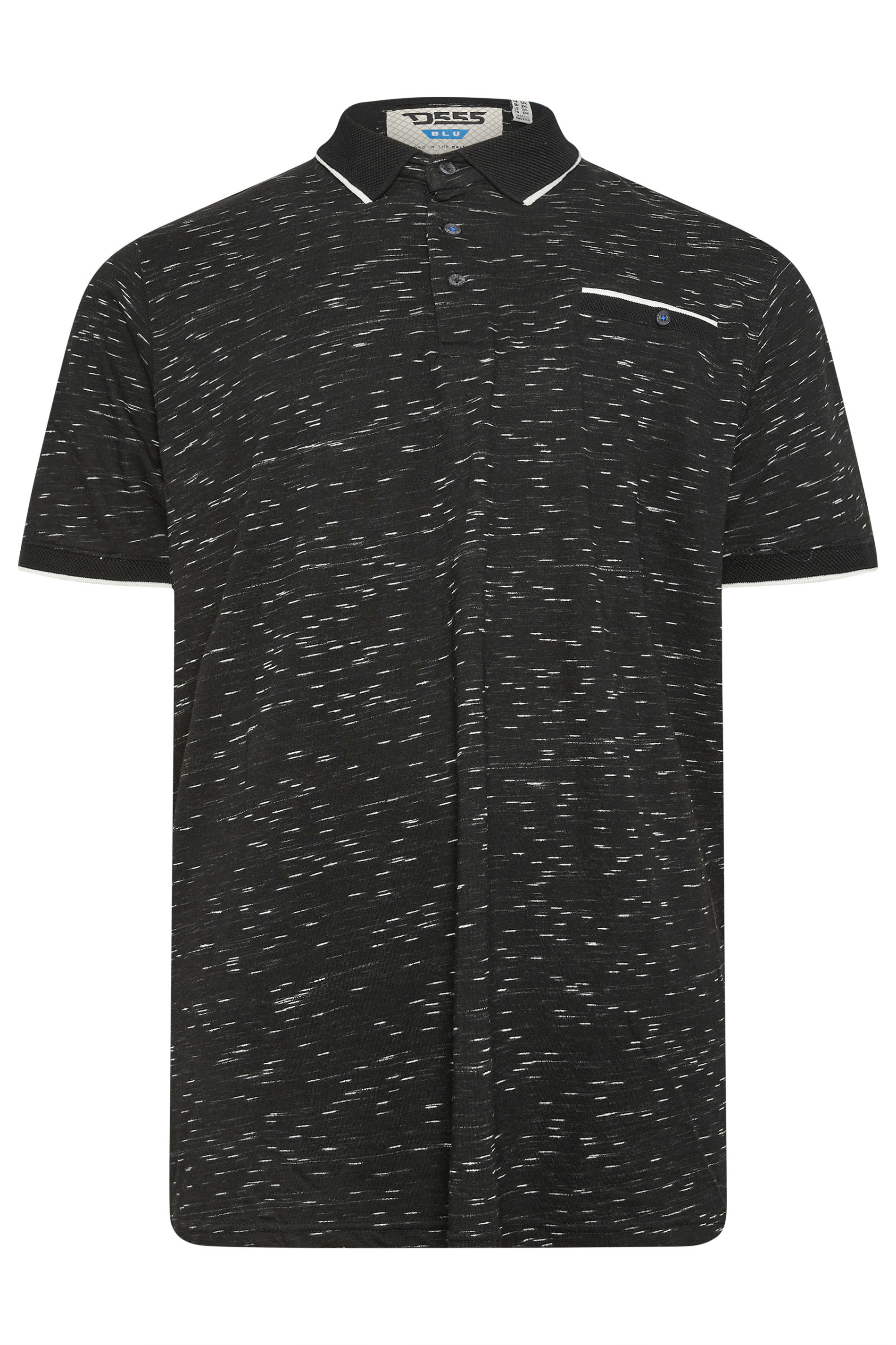D555 Big & Tall Black Jacquard Polo Shirt | BadRhino 2