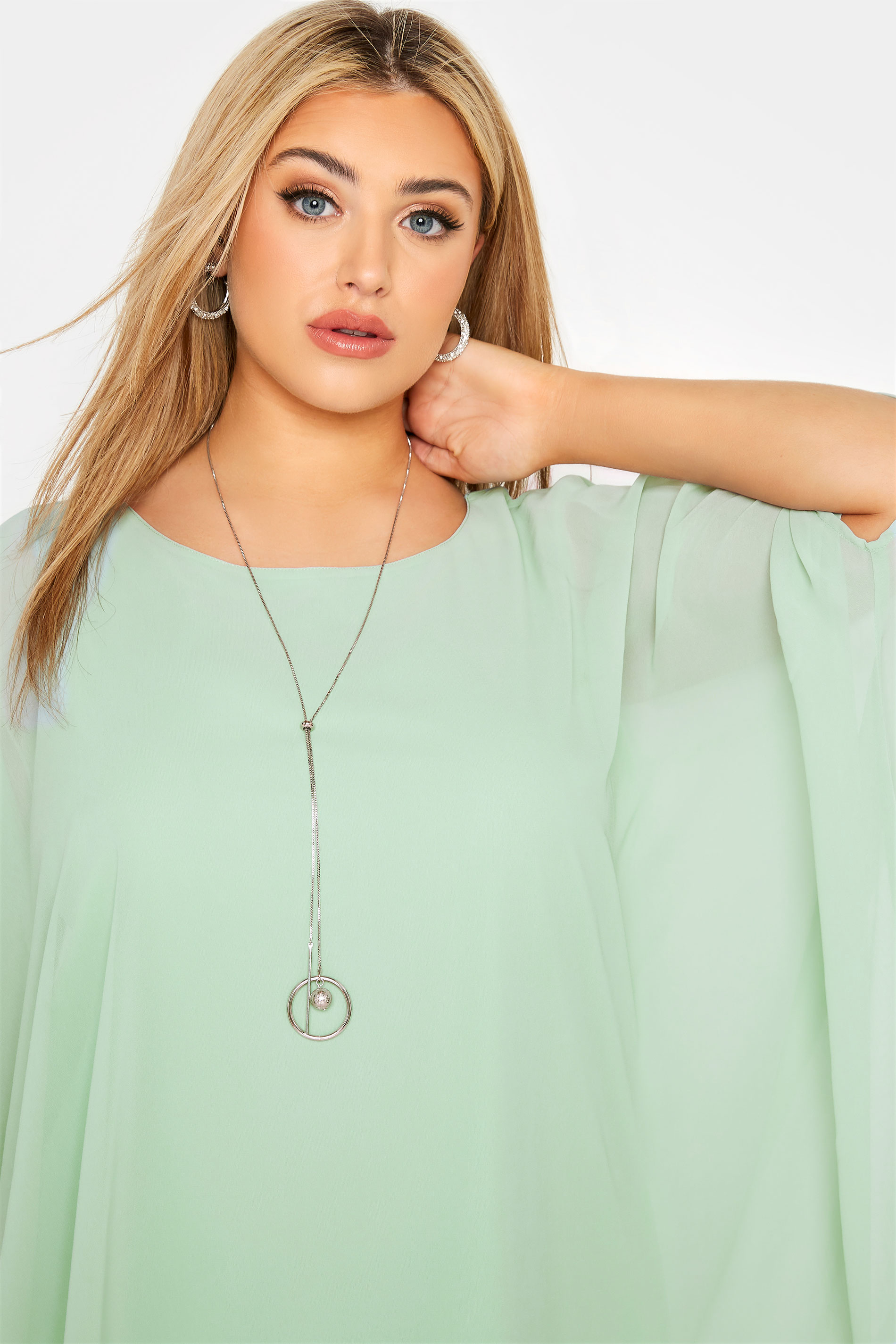 YOURS LONDON Plus Size Curve Turquoise Green Cape Top