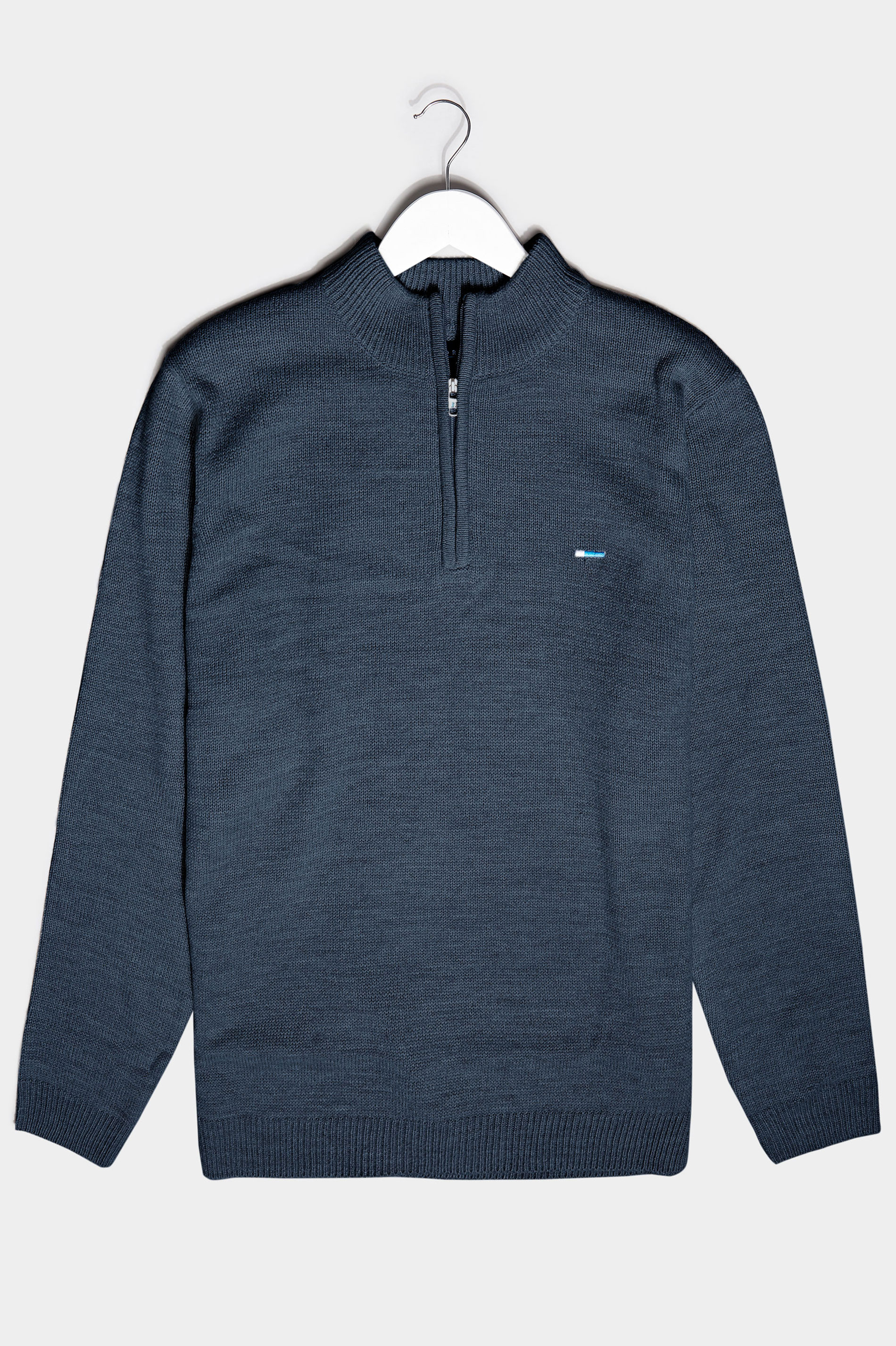 BadRhino Navy Essential Quarter Zip Knitted Jumper | BadRhino