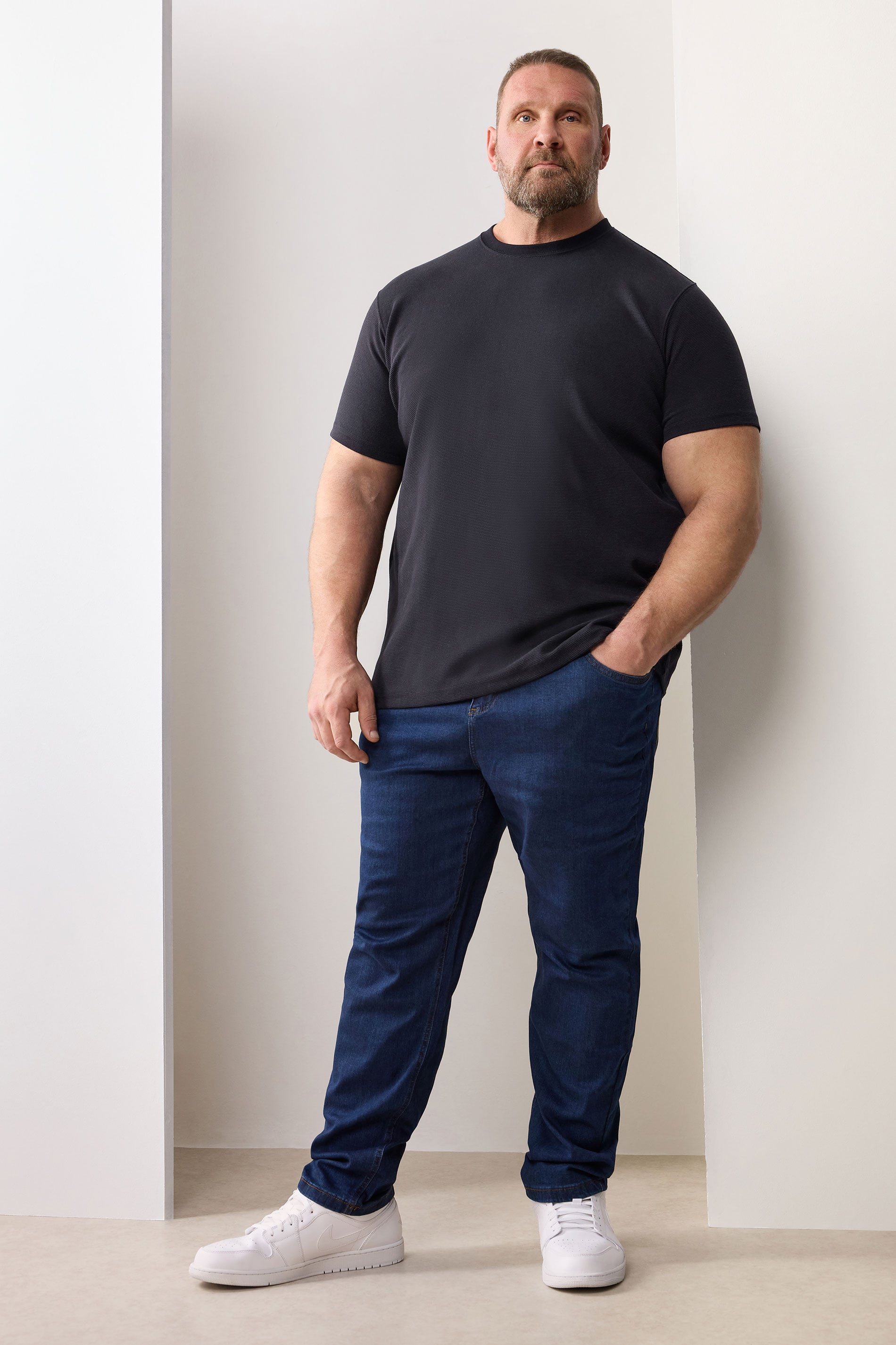 BadRhino Big & Tall Navy Blue Ottoman Textured T-Shirt | BadRhino 3