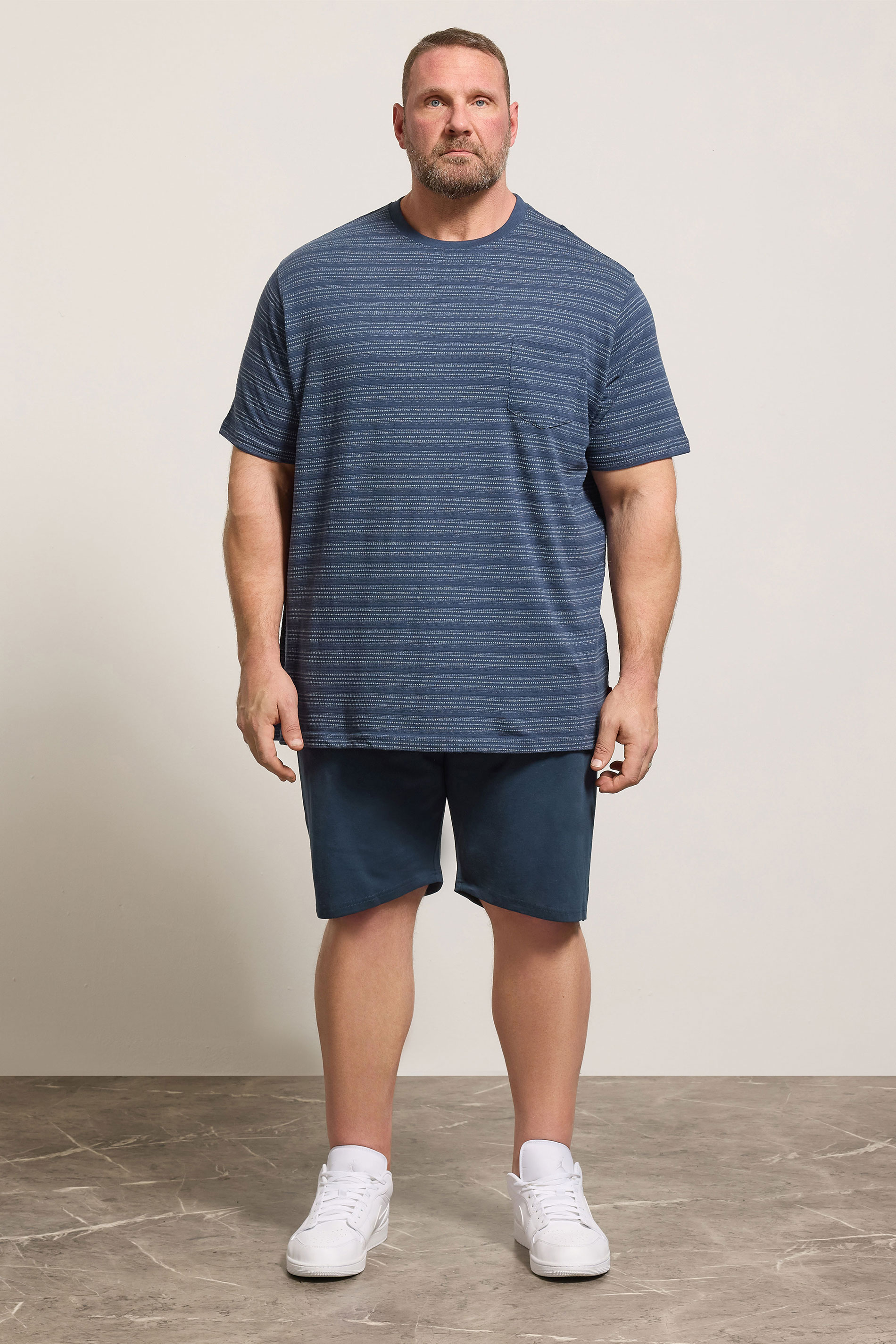 D555 Big & Tall Navy Blue Elasticated Waist Shorts | BadRhino 1