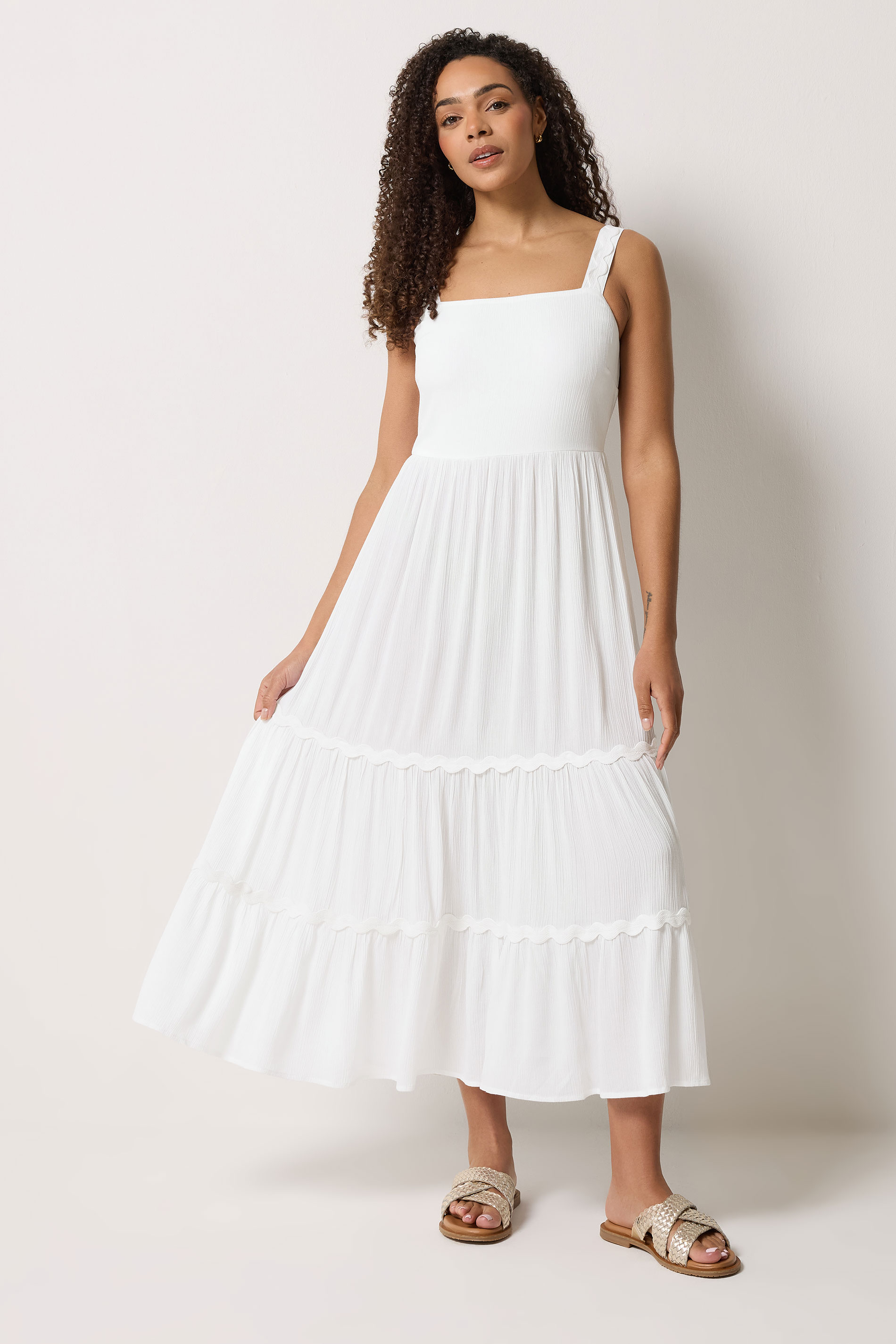 M&Co White Tiered Trim Midi Beach Dress | M&Co 3
