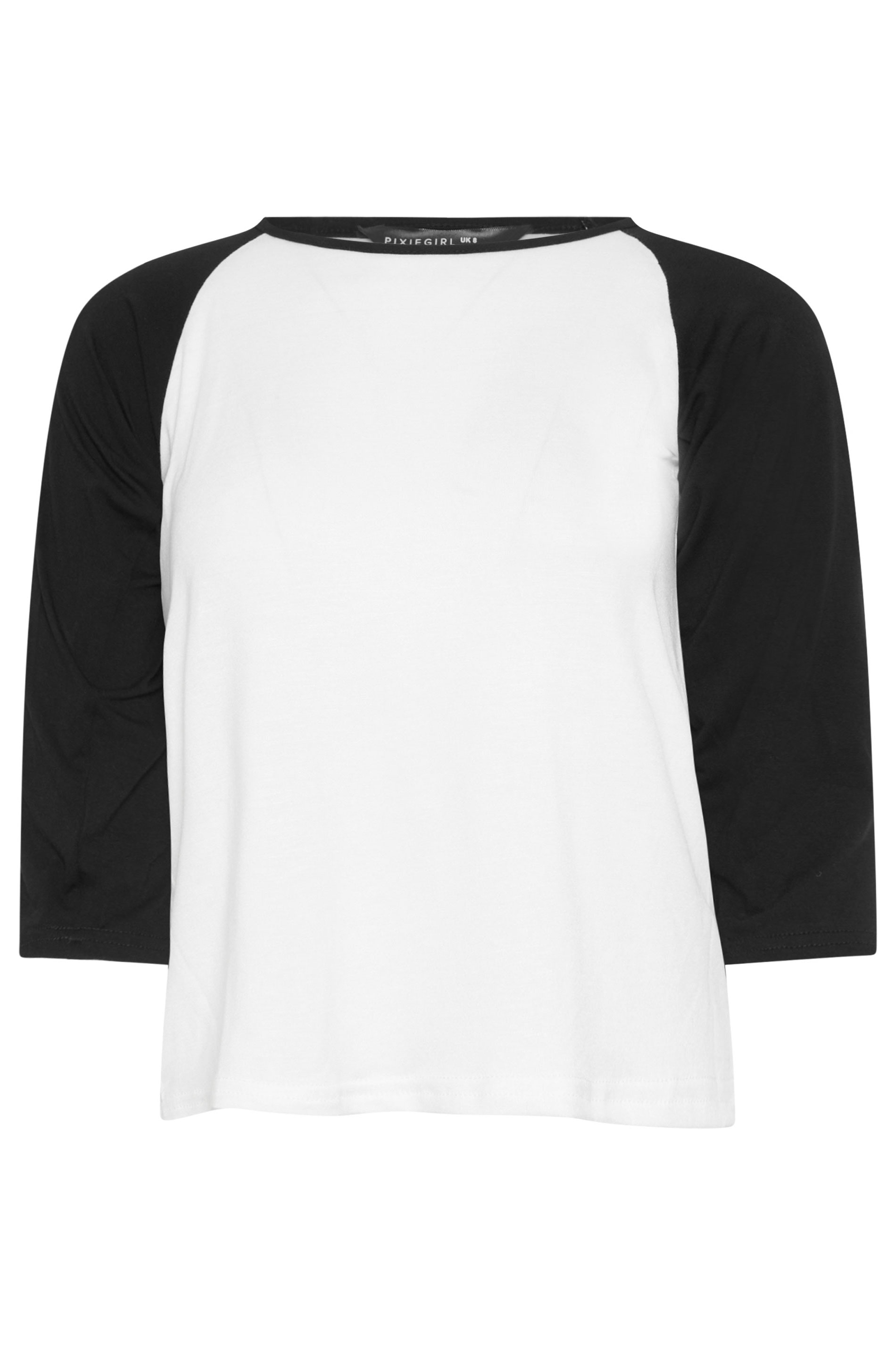 PixieGirl Petite Women's Black Contrast Sleeve T-Shirt | PixieGirl 5