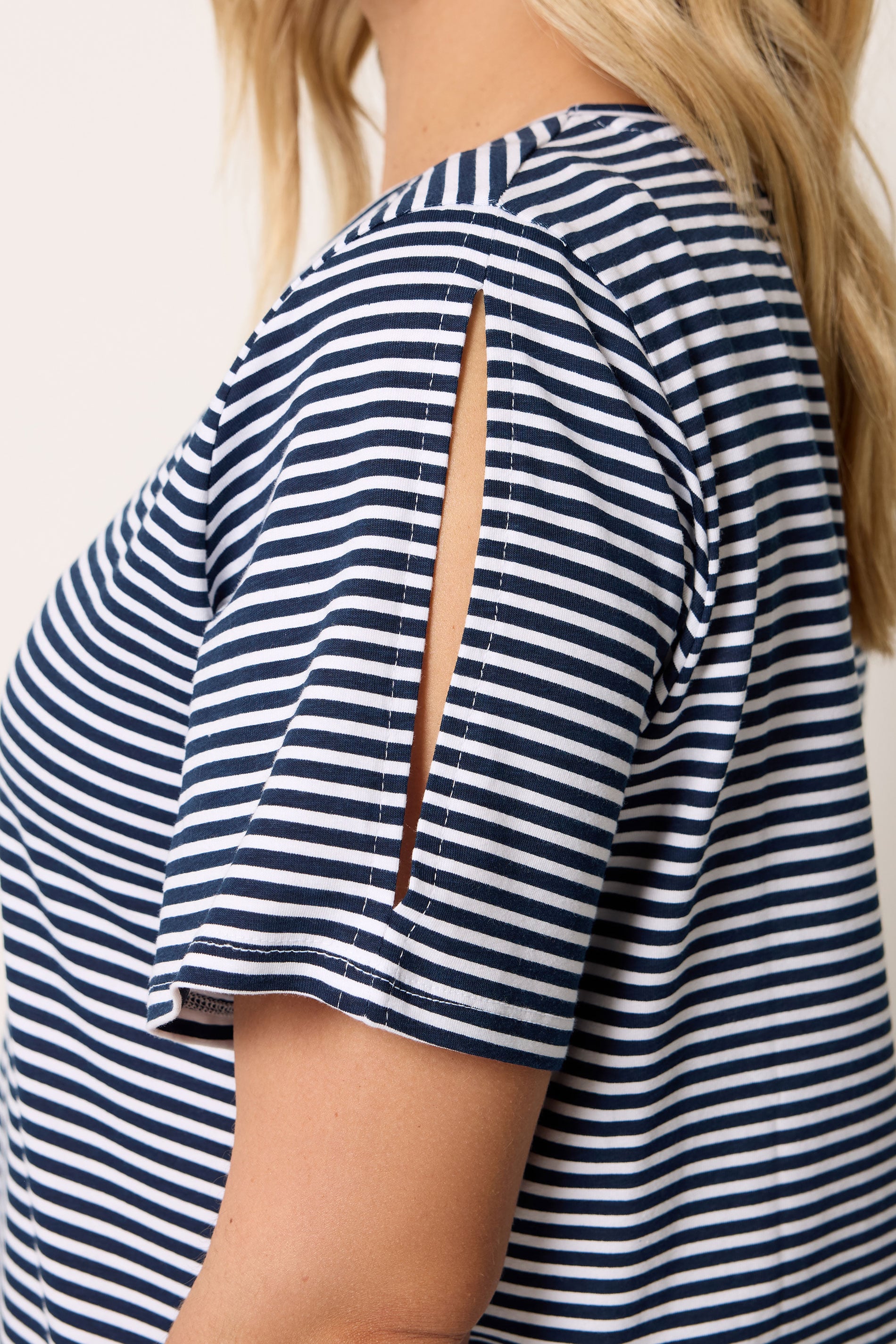 YOURS Plus Size Navy Blue Stripe Swing Top | Yours Clothing 5