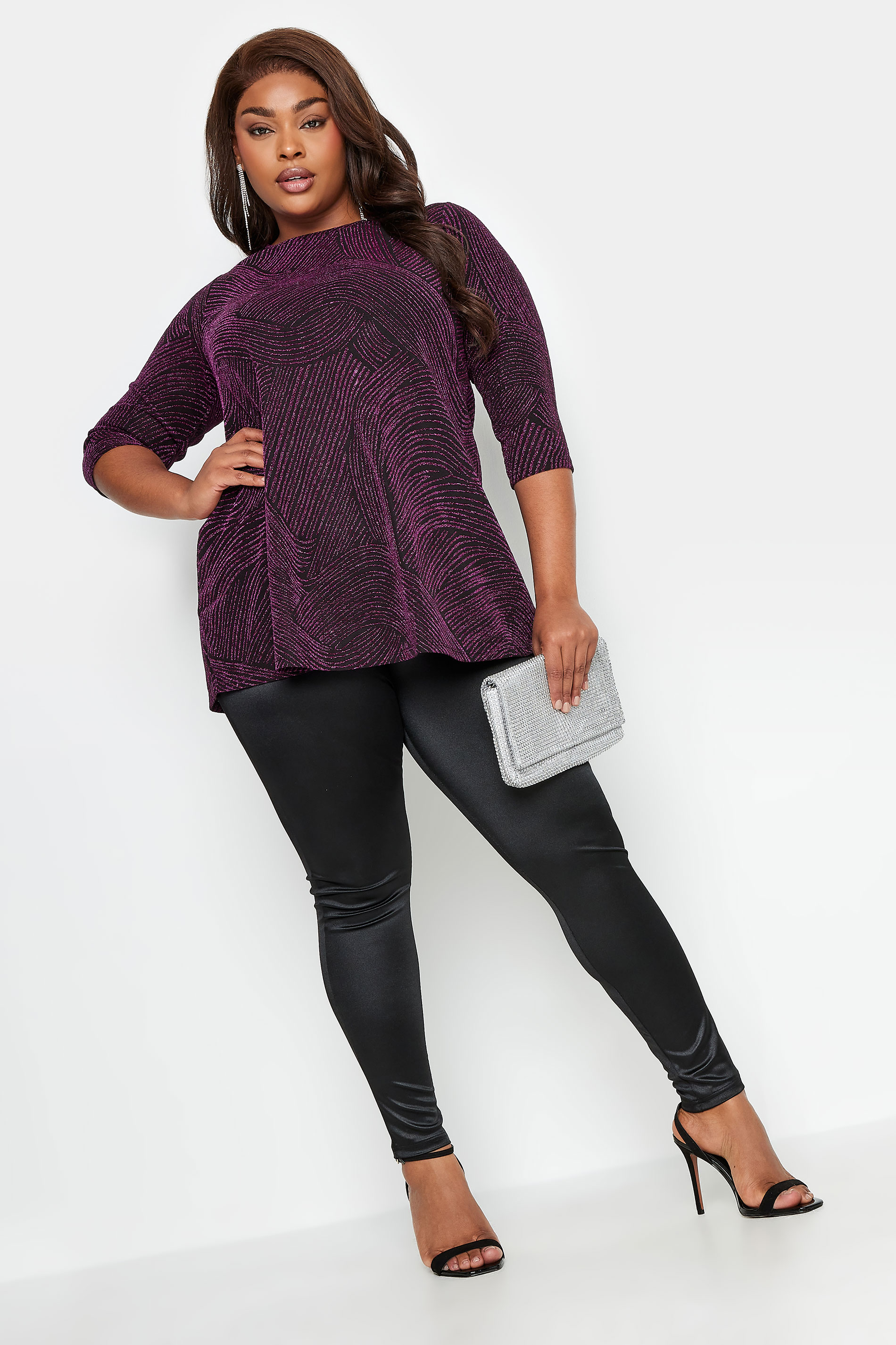 YOURS Plus Size Purple Swirl Print Swing Top | Yours Clothing