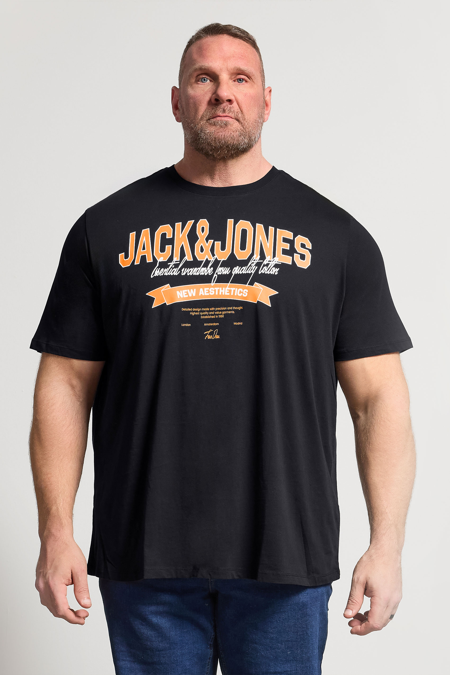 JACK & JONES Big & Tall Black Graphic T-Shirt | BadRhino 3