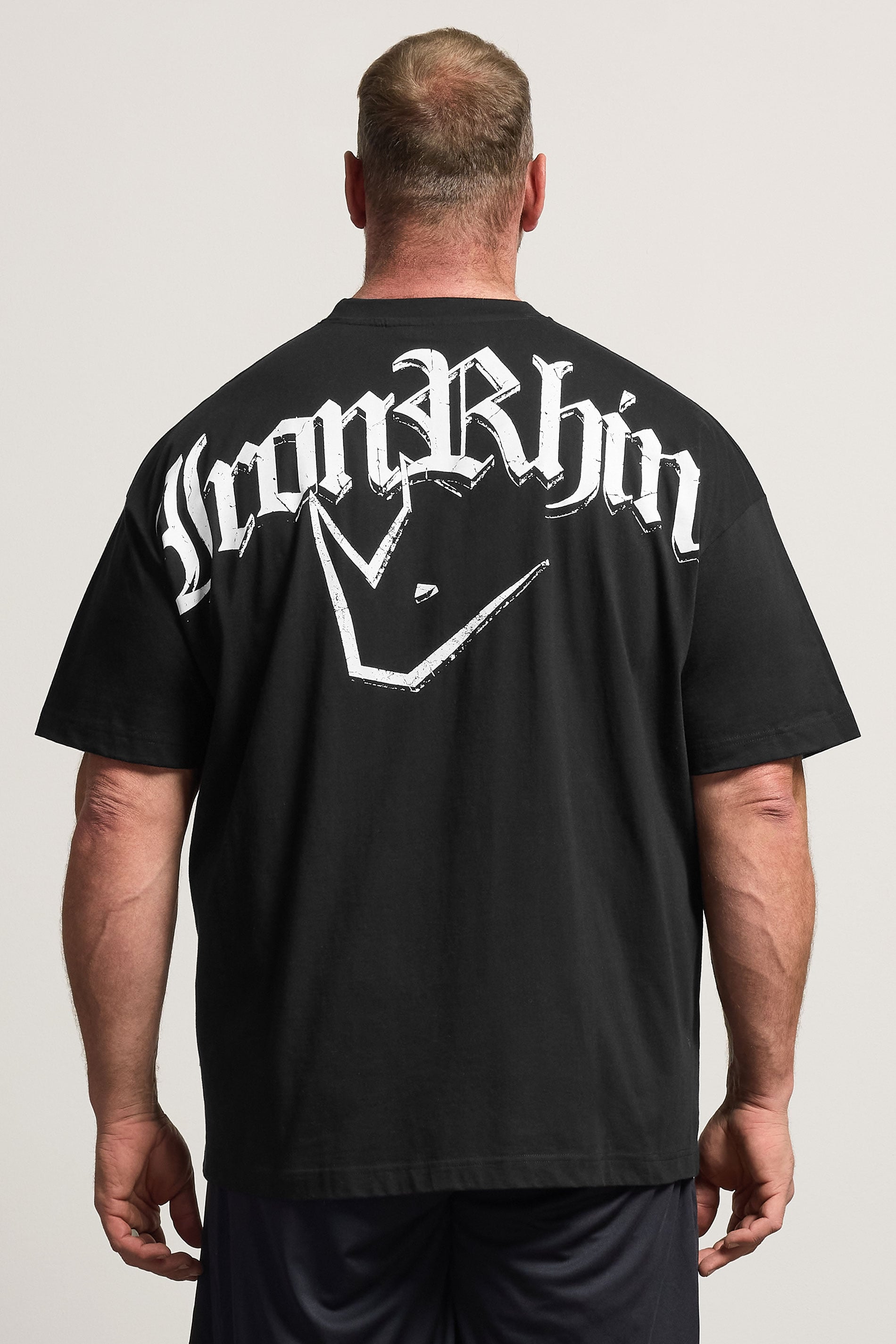 IronRhino Big & Tall Black Old English Logo T-Shirt | BadRhino 4