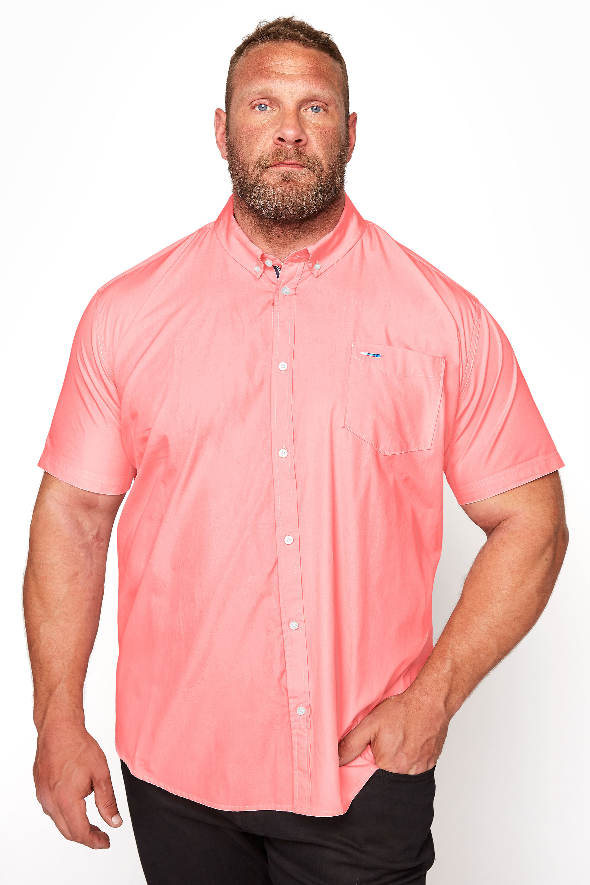 BadRhino Pink Essential Short Sleeve Oxford Shirt_M.jpg